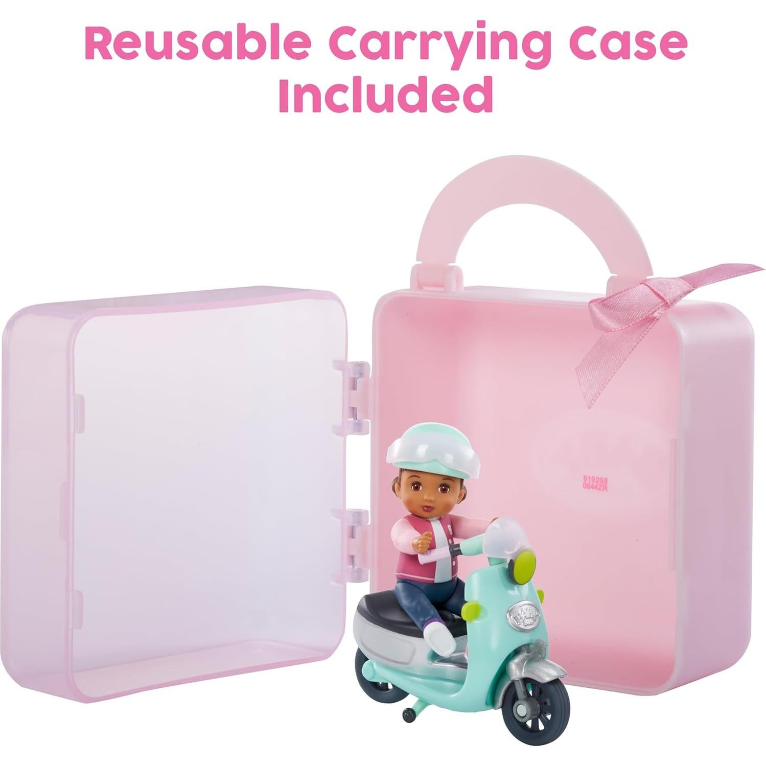 Set de Juego BABY born MINIS - Muñeca 6.98 cm, Scooter y Casco