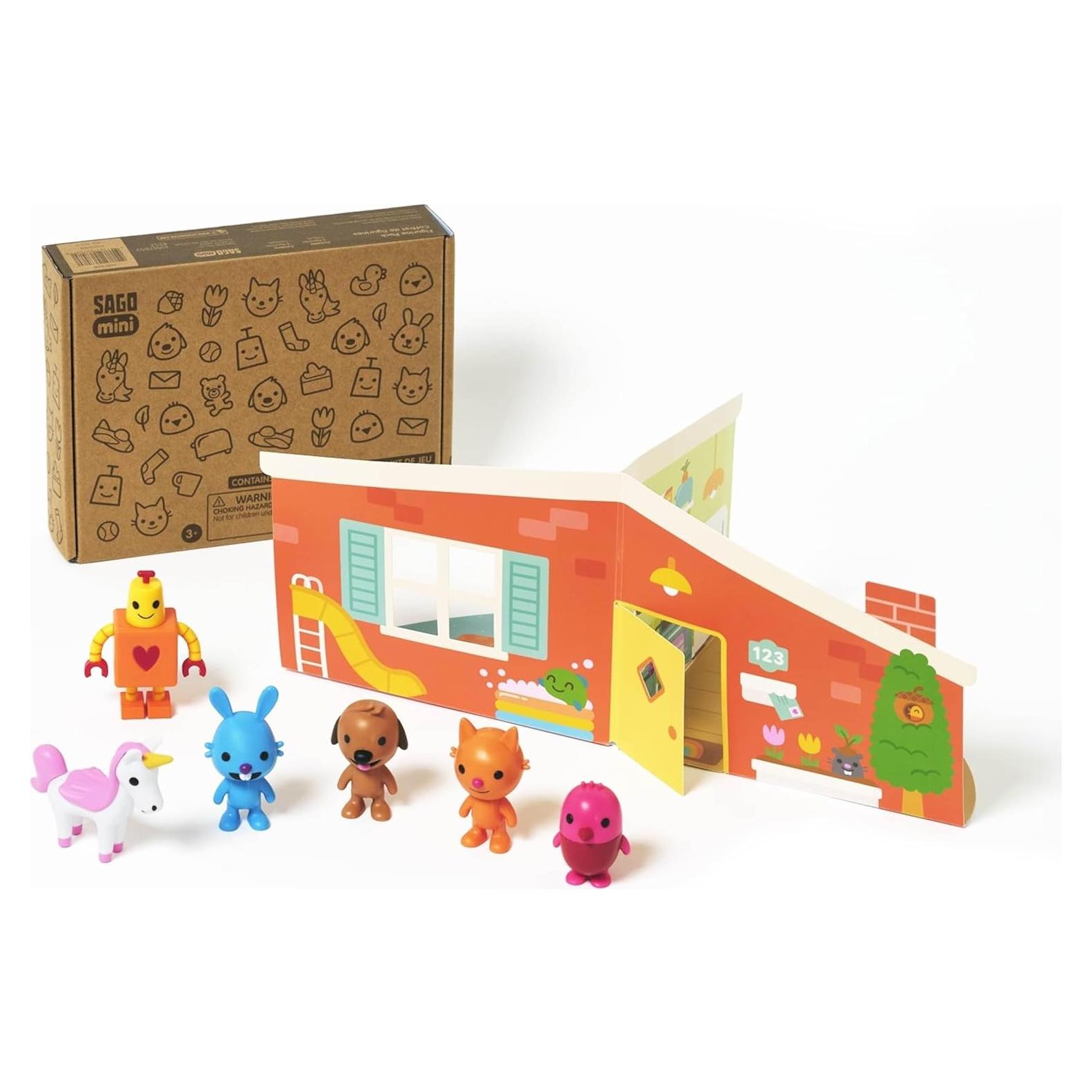 Paquete de Figuras Sago Mini con Casa de Juego Plegable - 6 Figuras