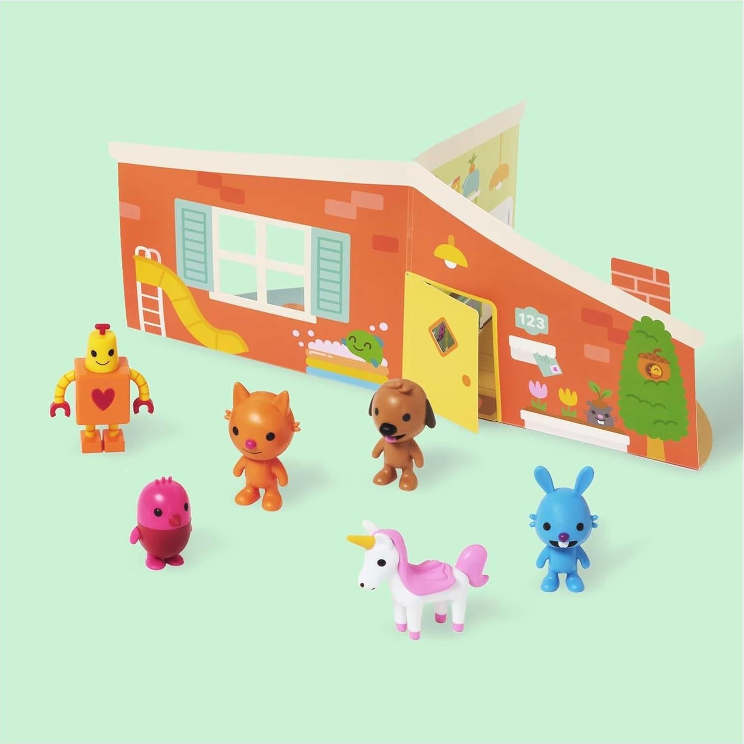 Paquete de Figuras Sago Mini con Casa de Juego Plegable - 6 Figuras
