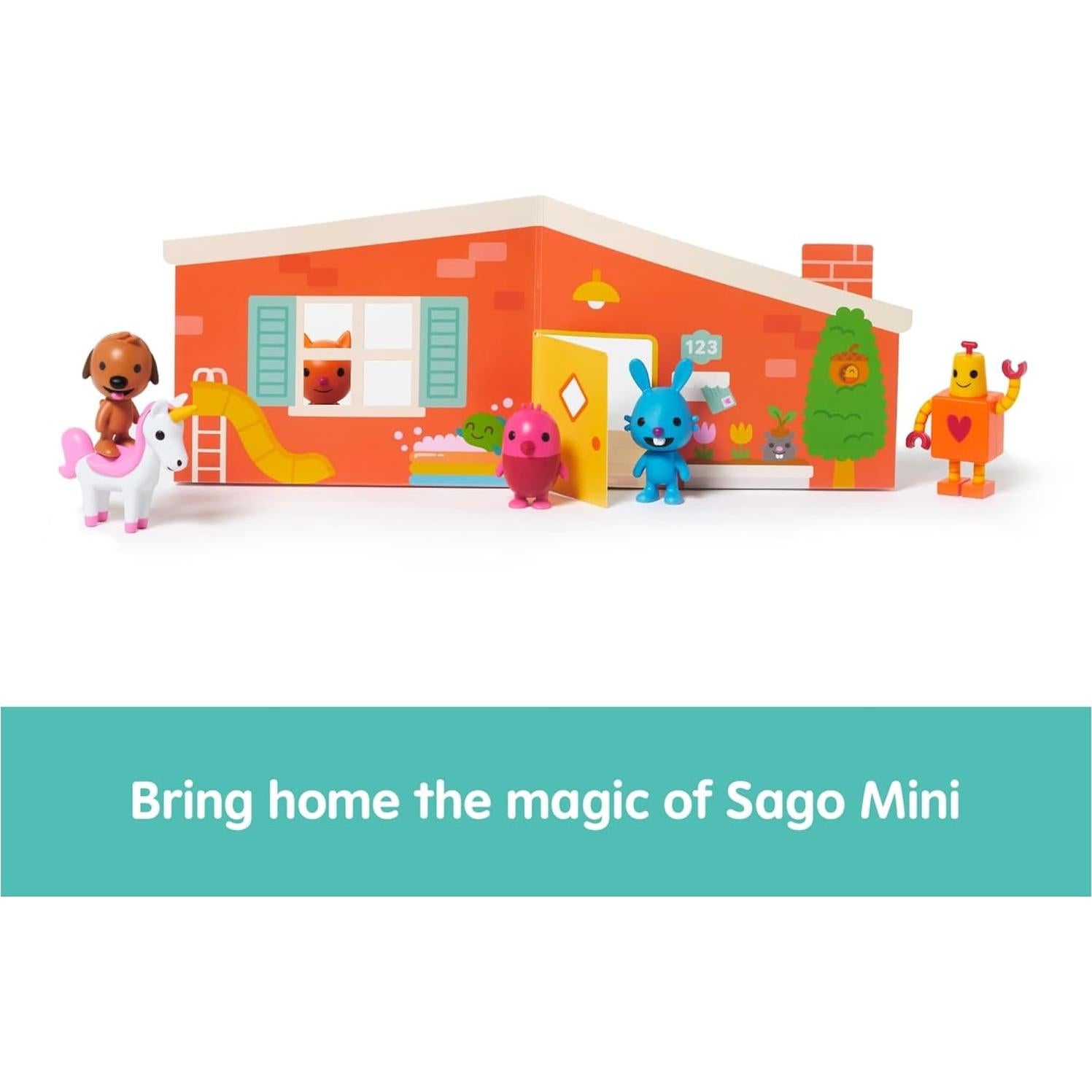 Paquete de Figuras Sago Mini con Casa de Juego Plegable - 6 Figuras