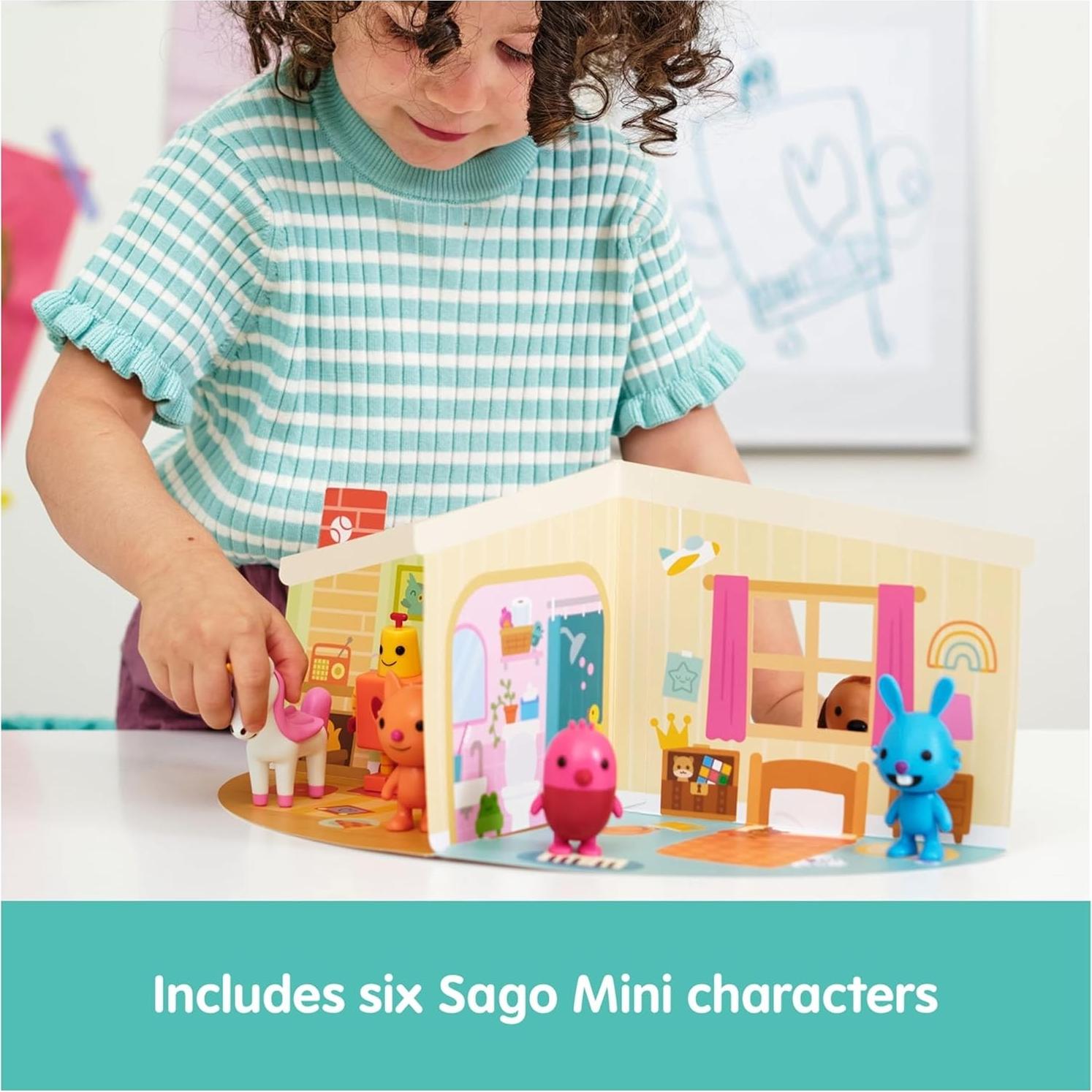 Paquete de Figuras Sago Mini con Casa de Juego Plegable - 6 Figuras