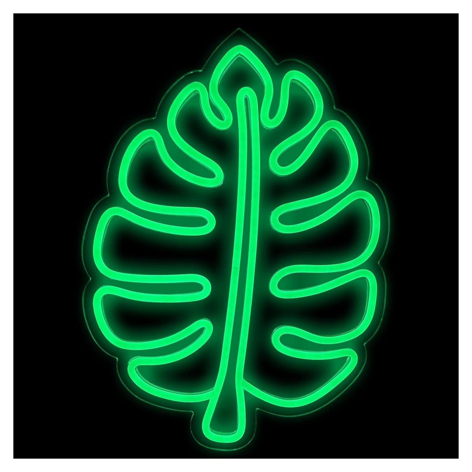 Luz de Neón Anycosy Hoja Verde para Decoración de Pared