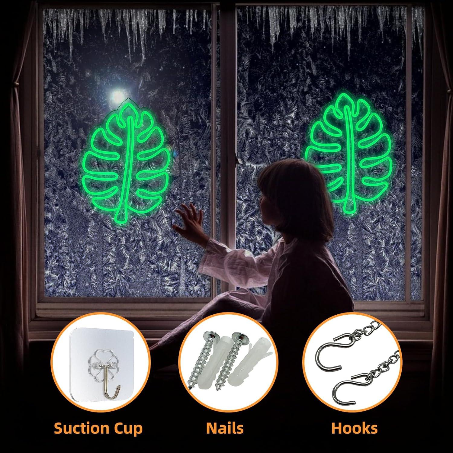 Luz de Neón Anycosy Hoja Verde para Decoración de Pared