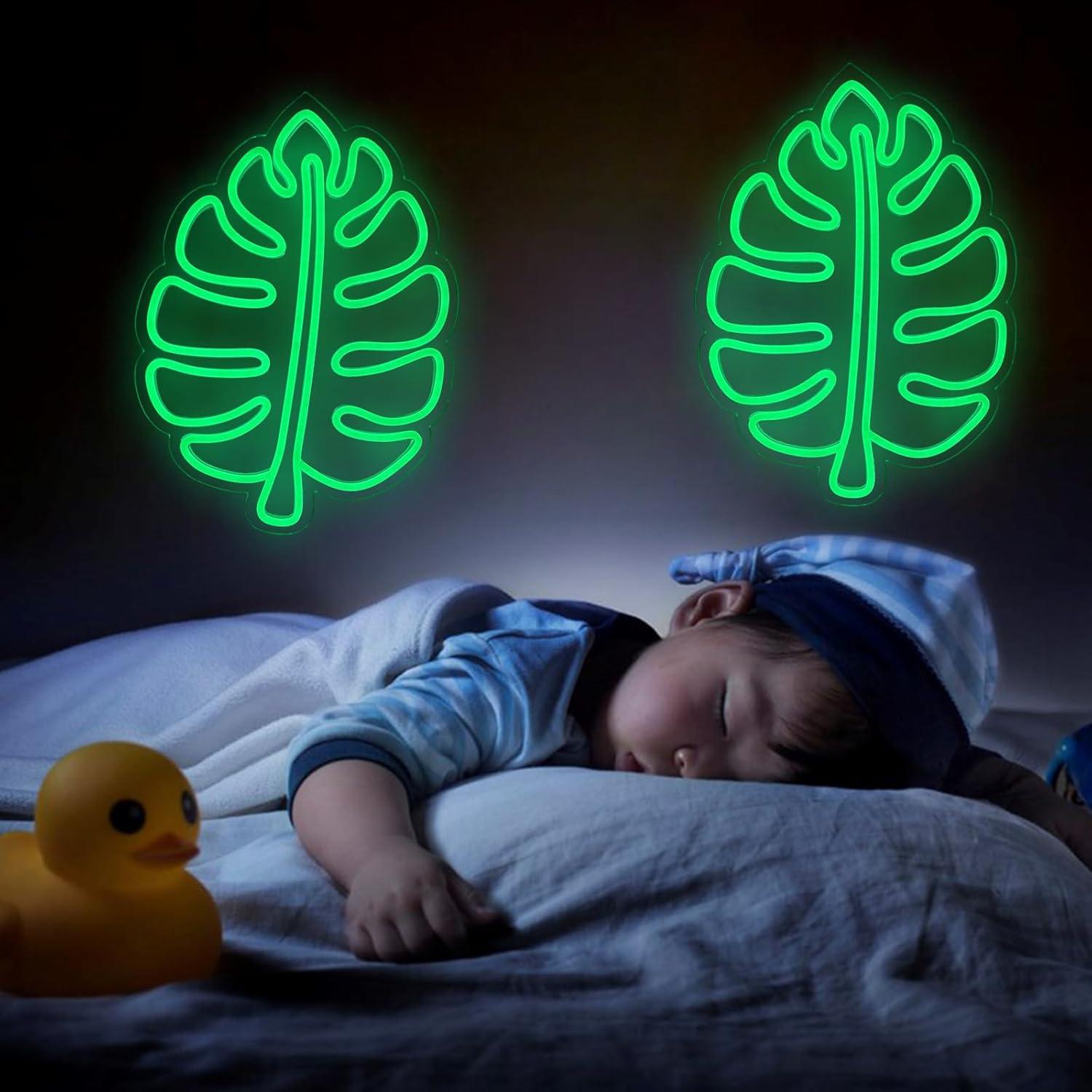 Luz de Neón Anycosy Hoja Verde para Decoración de Pared