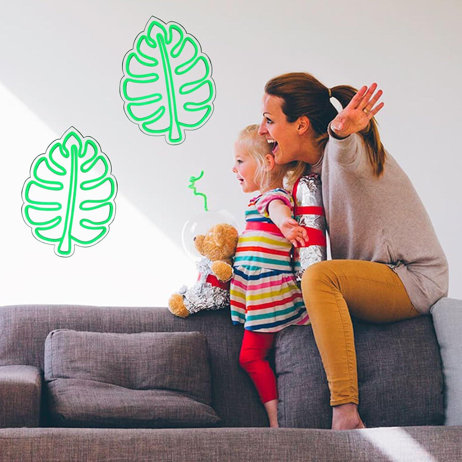 Luz de Neón Anycosy Hoja Verde para Decoración de Pared