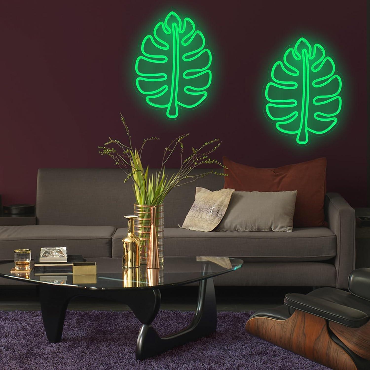 Luz de Neón Anycosy Hoja Verde para Decoración de Pared