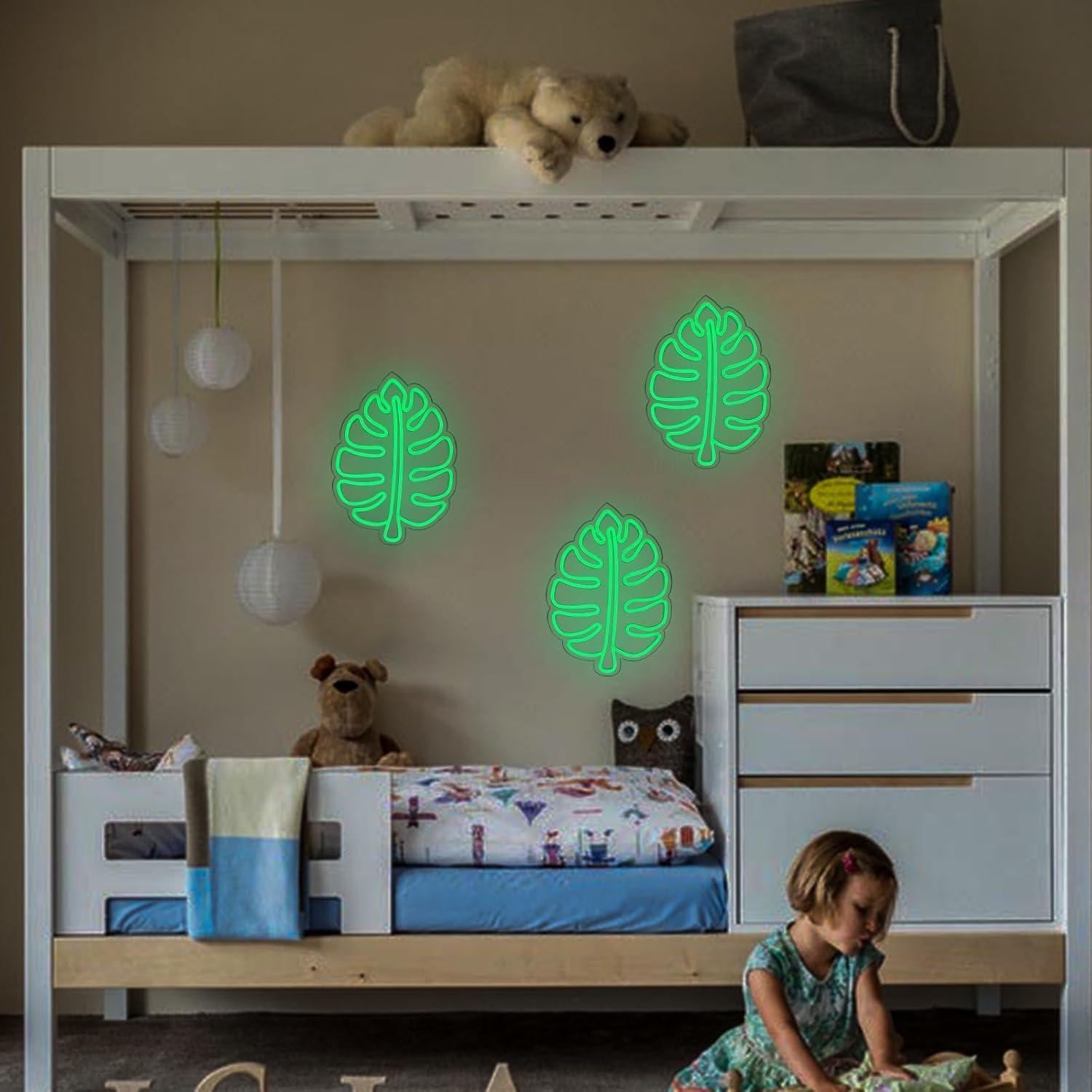 Luz de Neón Anycosy Hoja Verde para Decoración de Pared