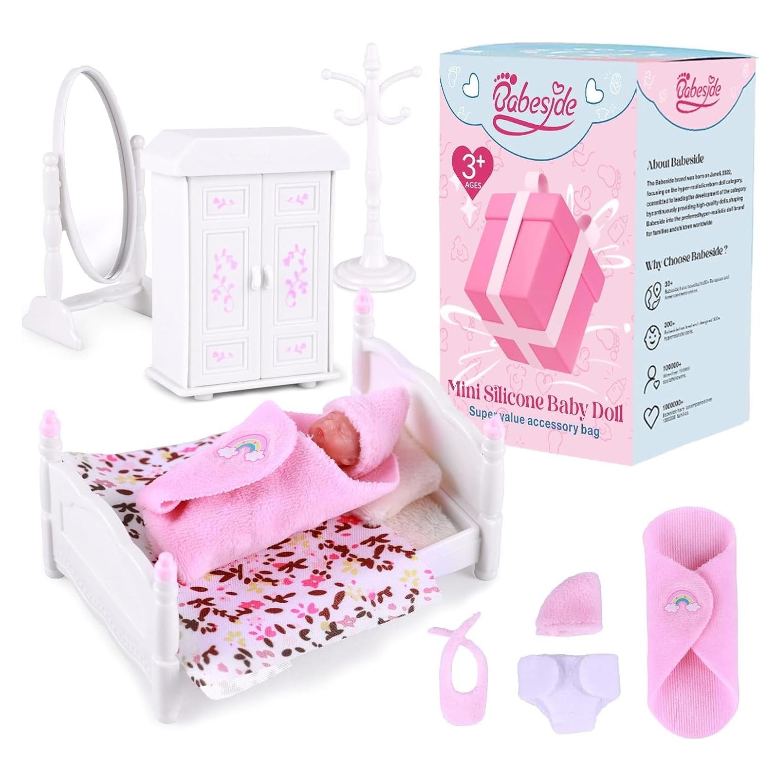 Muñeca Mini de Silicona BABESIDE 7.62 cm Realista con Accesorios