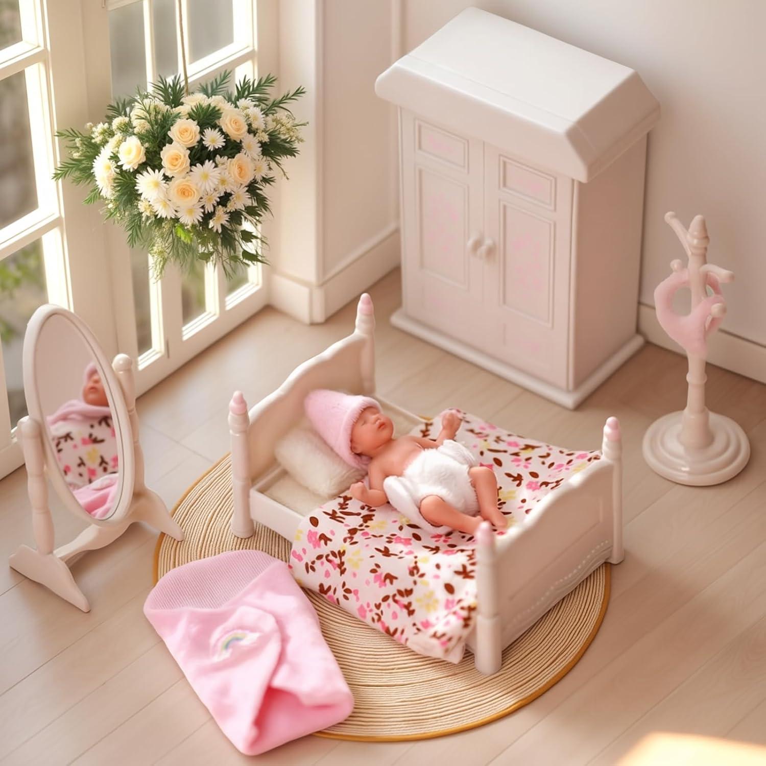 Muñeca Mini de Silicona BABESIDE 7.62 cm Realista con Accesorios