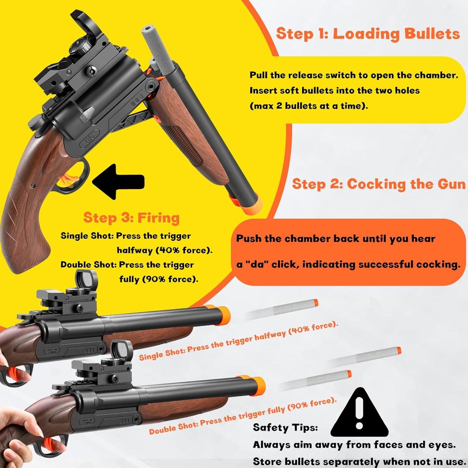 Escopeta de Juguete Doble Caño Amazing Astral 20 Balas