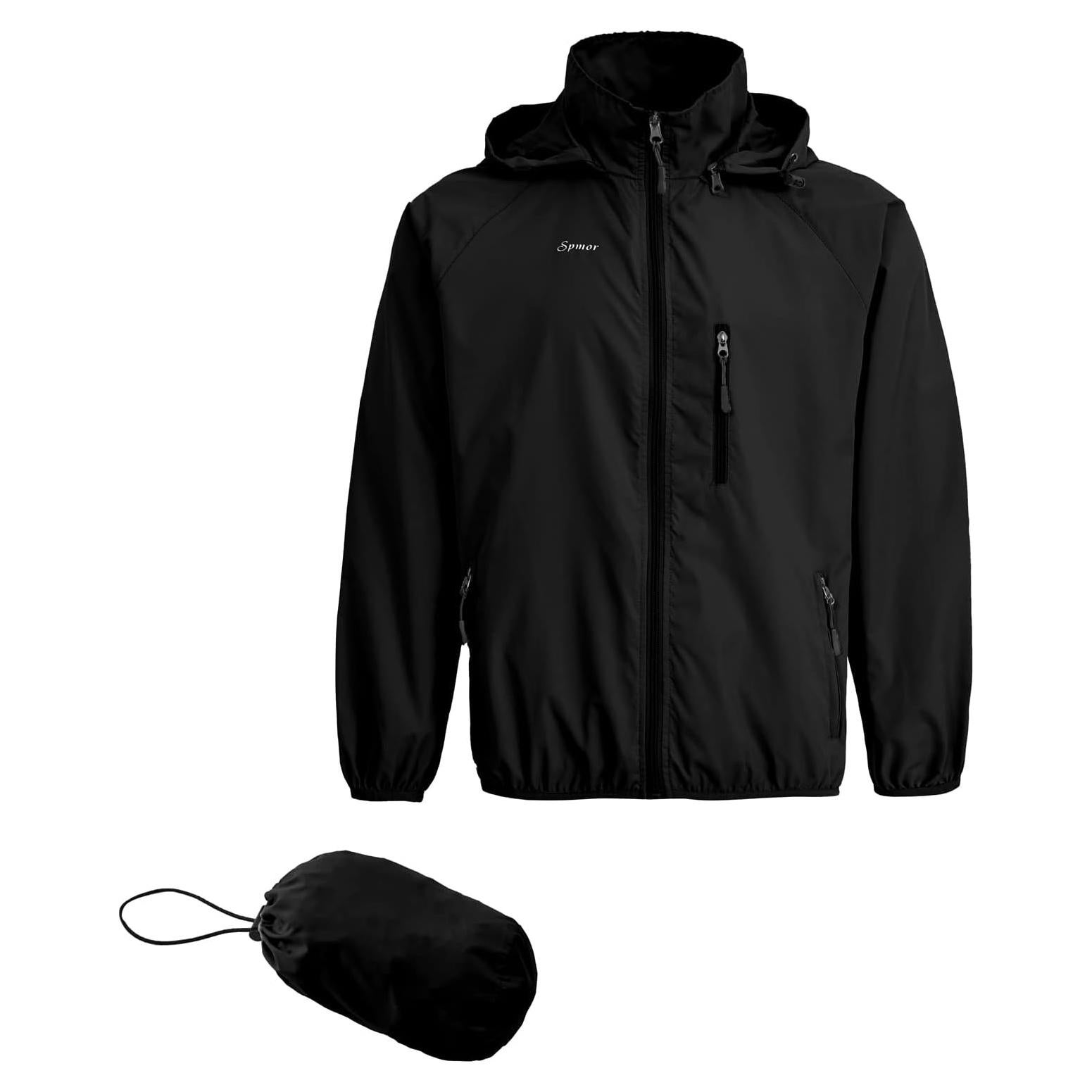 Chaqueta Impermeable Ligera Spmor para Hombre, Rompevientos