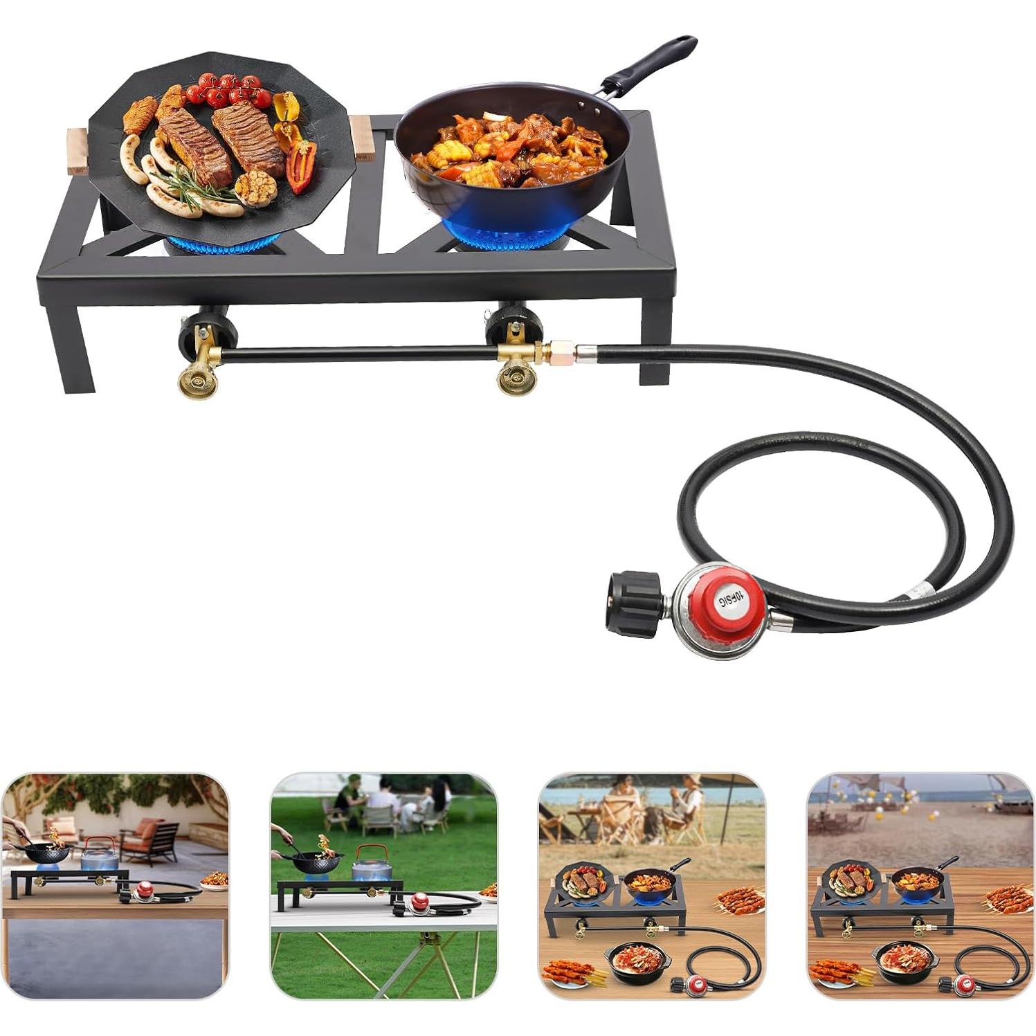 Cocina de Gas Propano Doble Quemador AngelcityCC 8000W