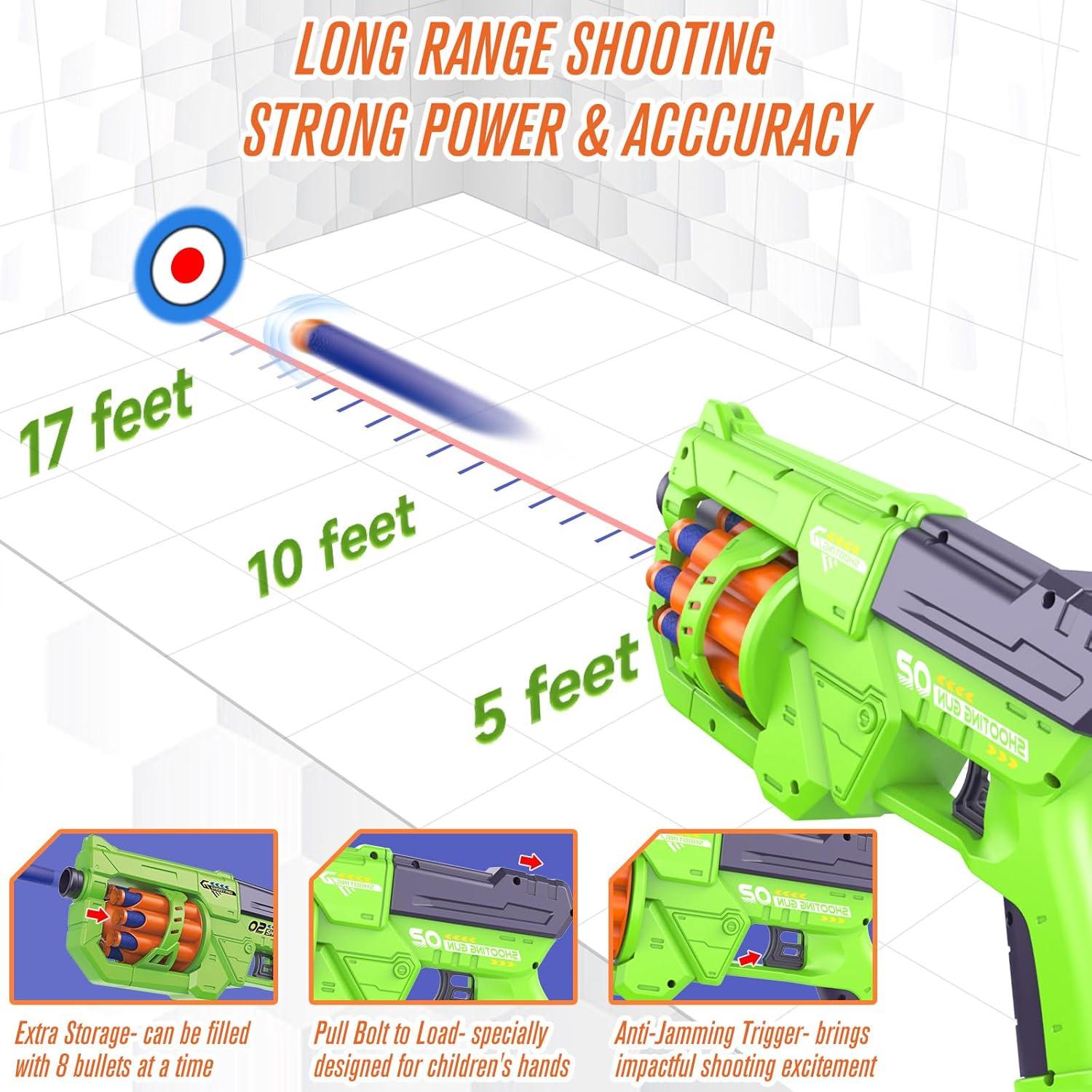 Pistola de Juguete ReechTree RD-8 con 16 Dardos de Espuma