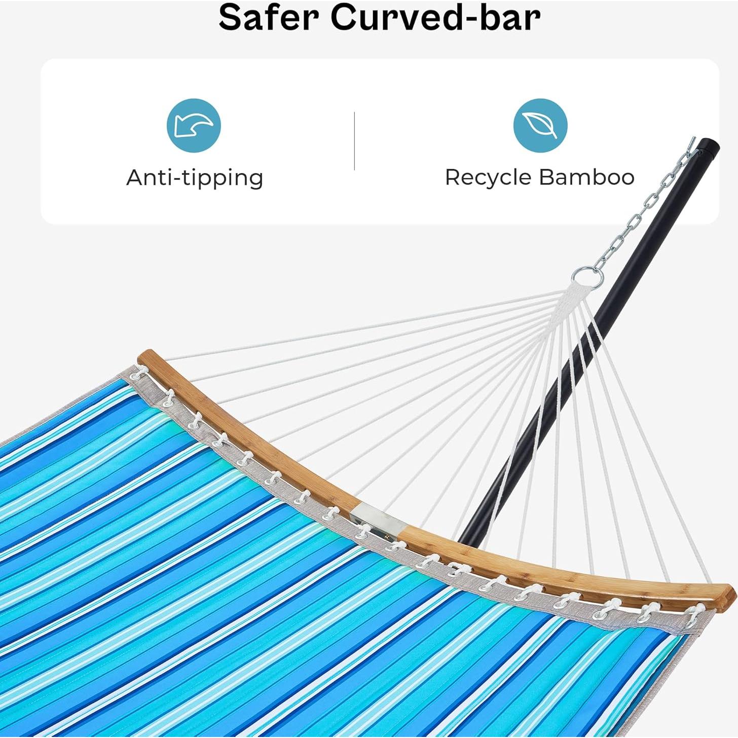 Hamaca Doble SUPERJARE con Soporte y Almohada Desmontable - Azul Aqua