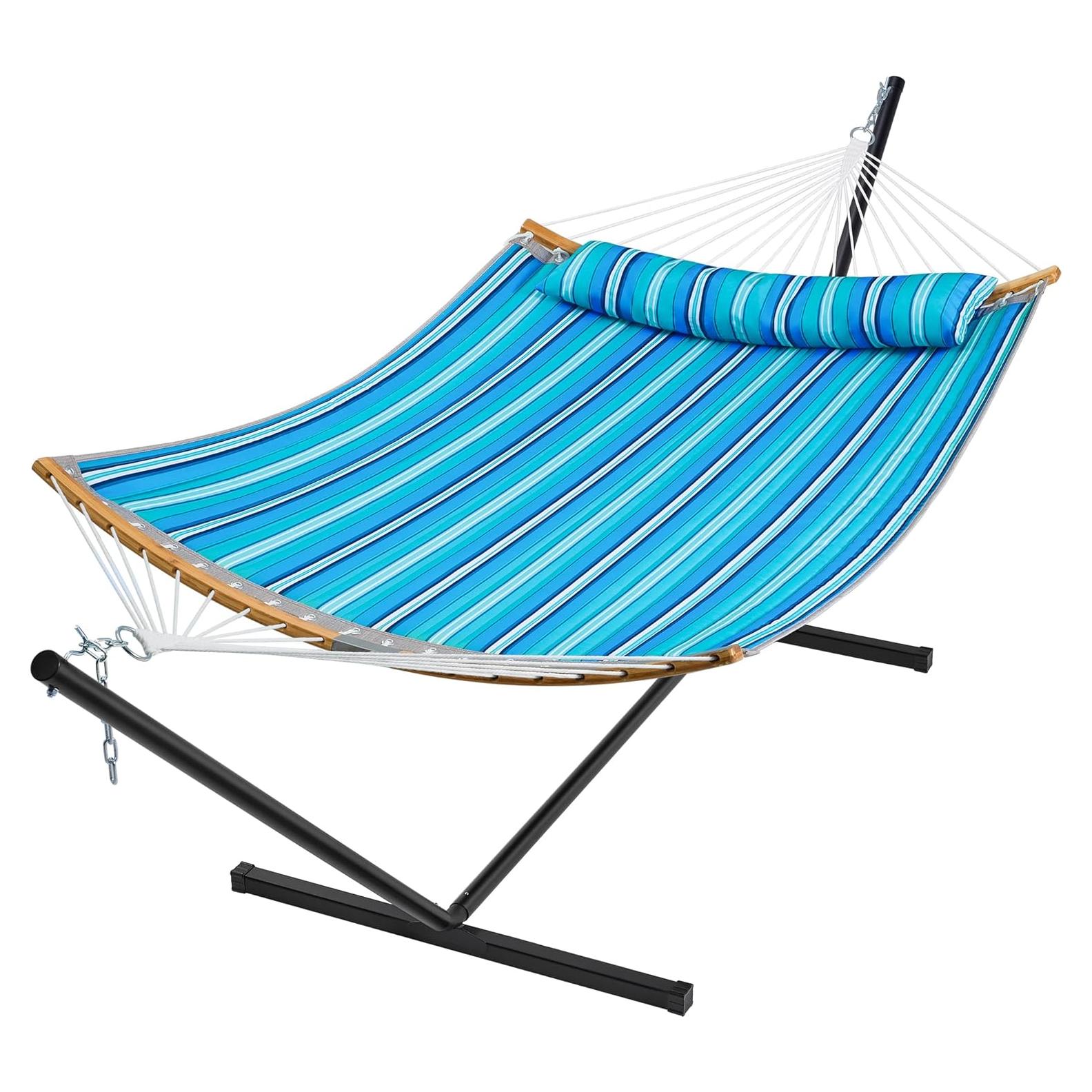 Hamaca Doble con Soporte SUPERJARE Azul Aqua 3.66m Carga 215kg