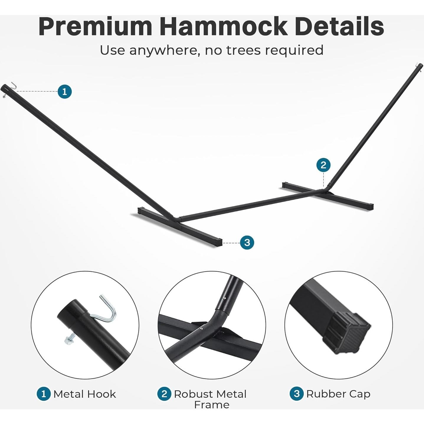 Hamaca Doble con Soporte SUPERJARE Azul Aqua 3.66m Carga 215kg