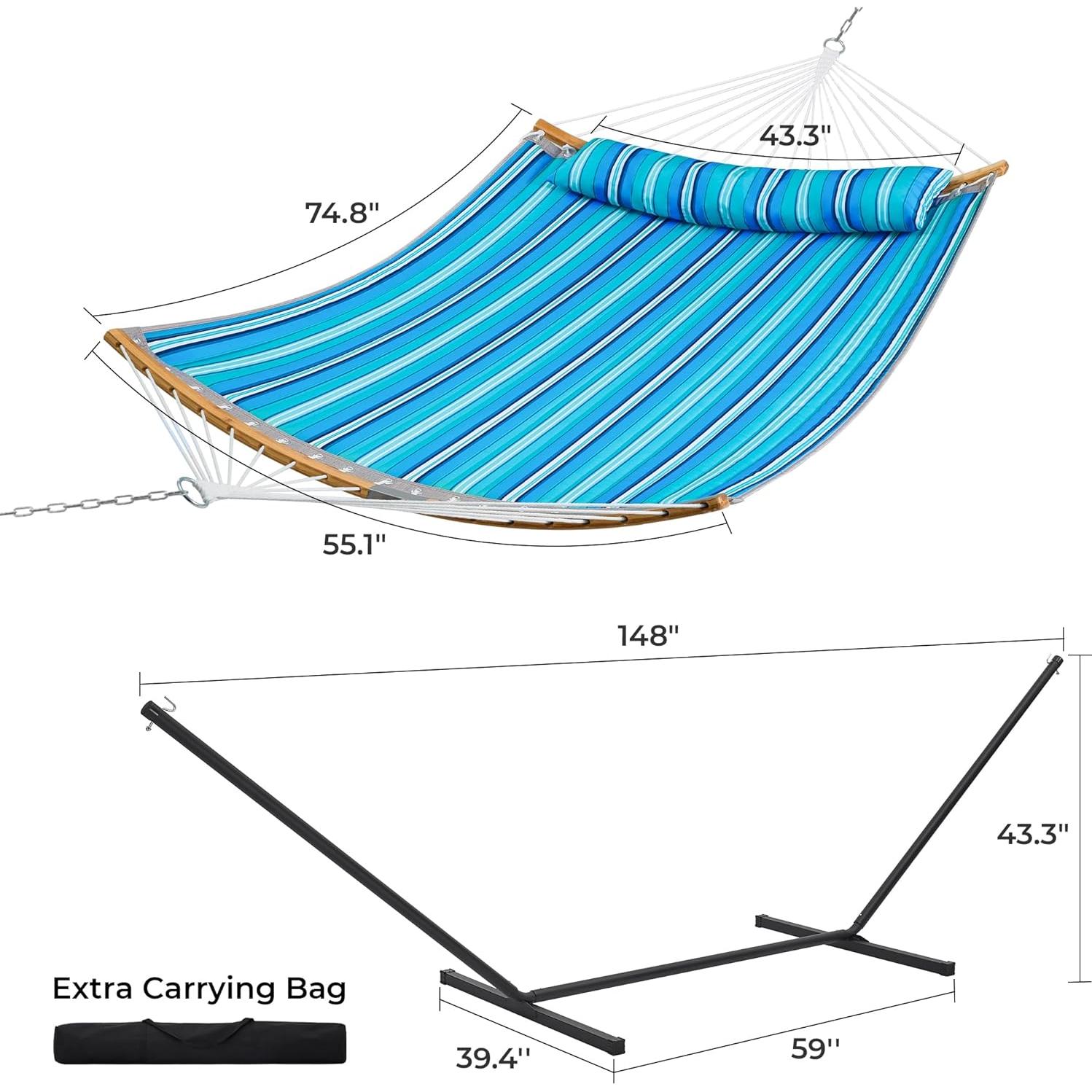 Hamaca Doble con Soporte SUPERJARE - Azul Aqua, 3.66m, 215kg