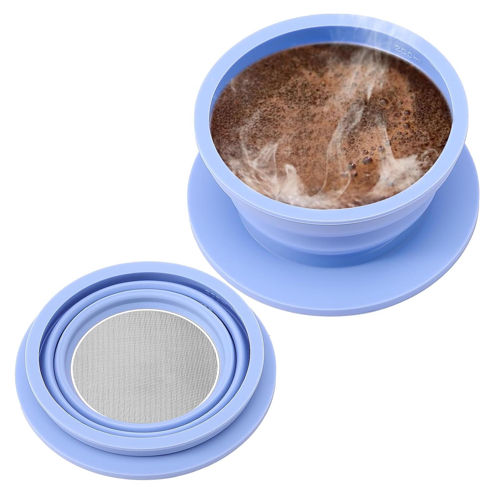 Goteador de café plegable VVGCS azul, filtro reutilizable 240-360 ml