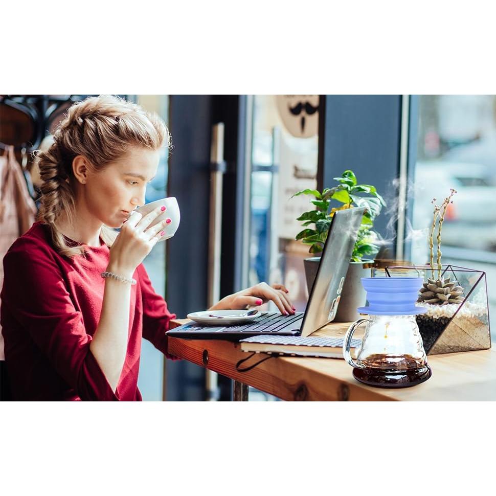 Goteador de café plegable VVGCS azul, filtro reutilizable 240-360 ml