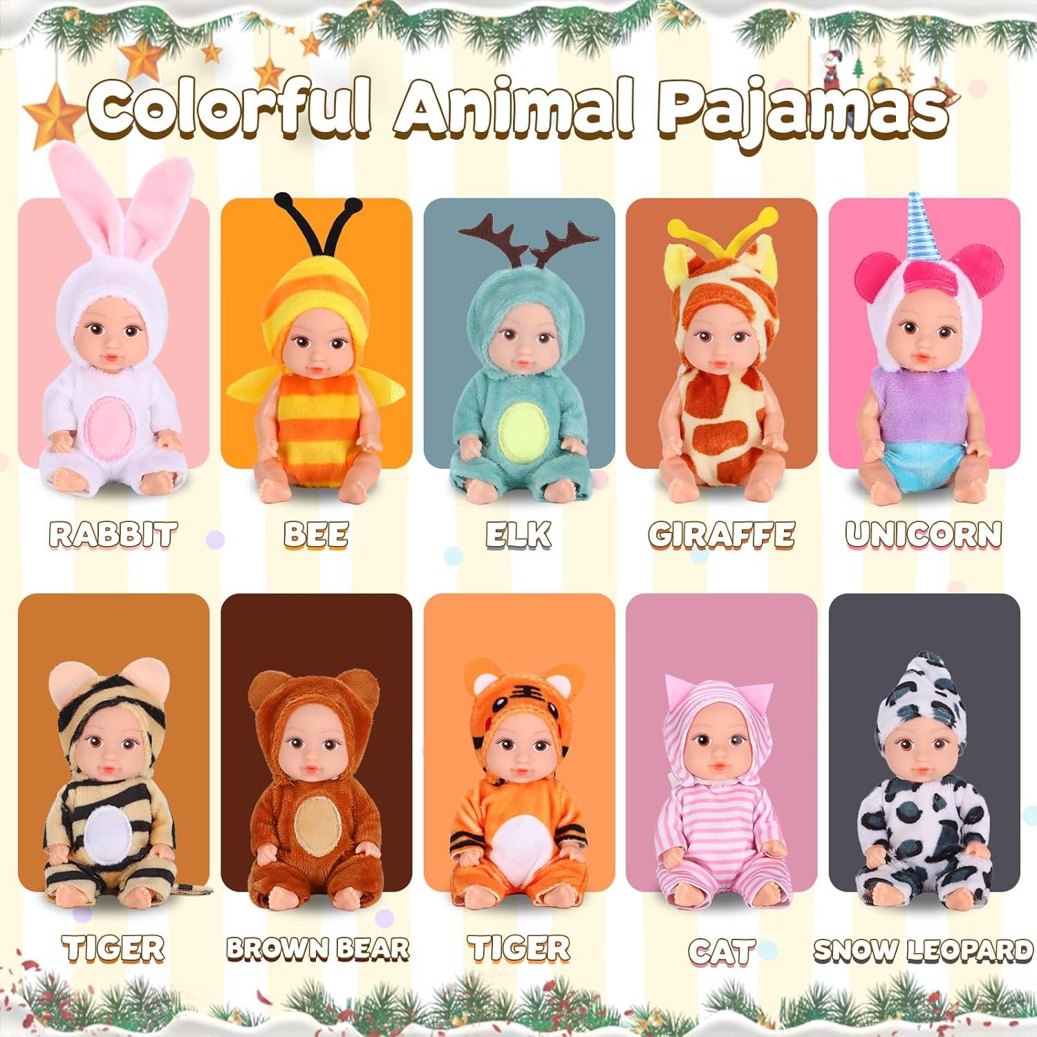 Set de 10 Mini Muñecas Bebé Realistas Vueos 11 cm con Ropa