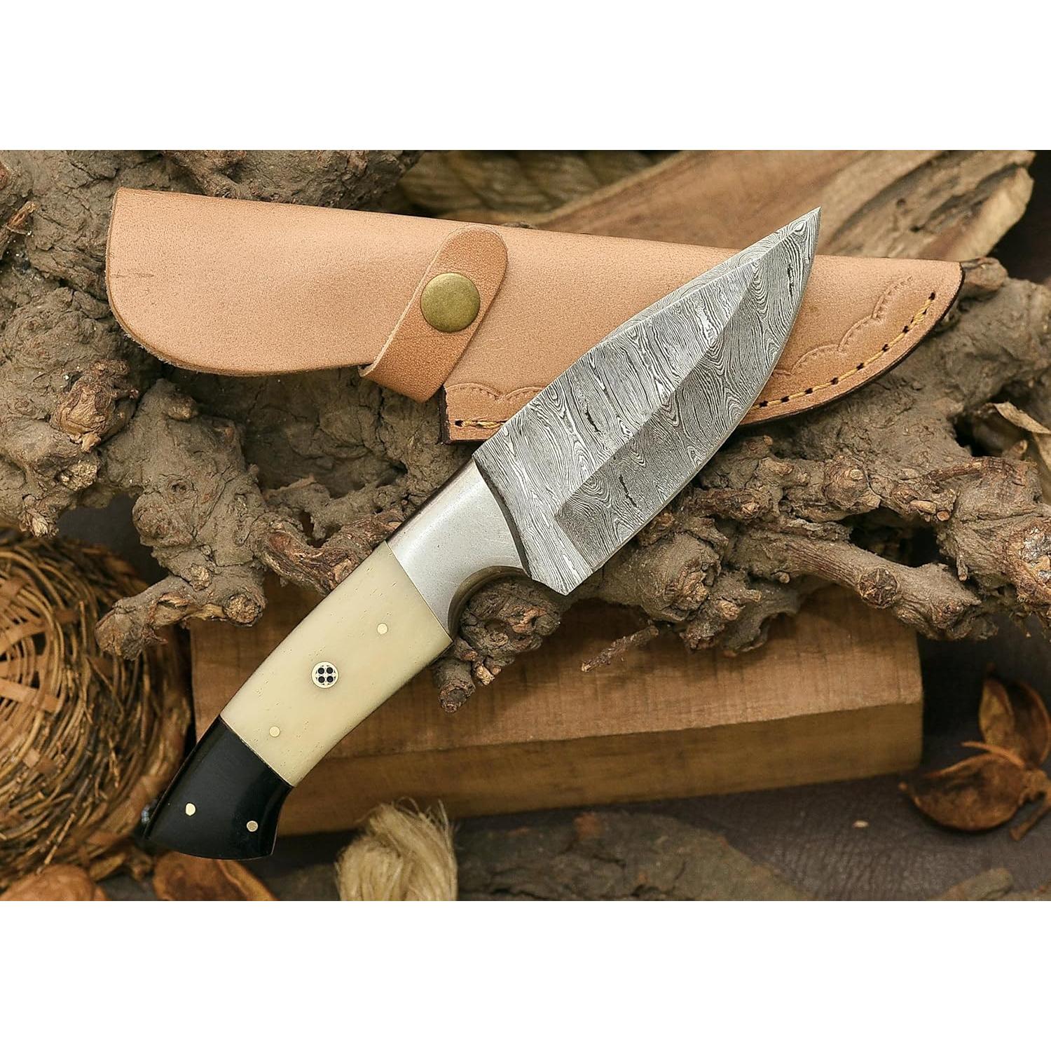 Cuchillo de Caza POLO CRAFT Damasco Hoja Fija 23 cm con Funda