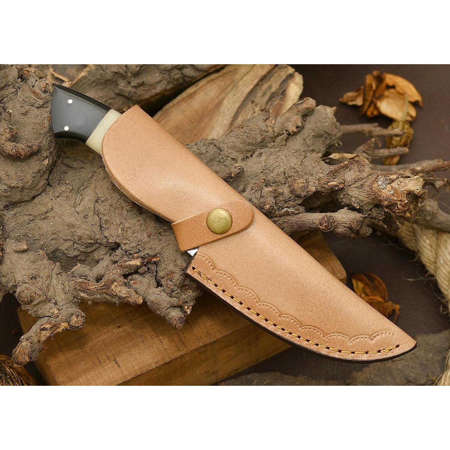 Cuchillo de Caza POLO CRAFT Damasco Hoja Fija 23 cm con Funda
