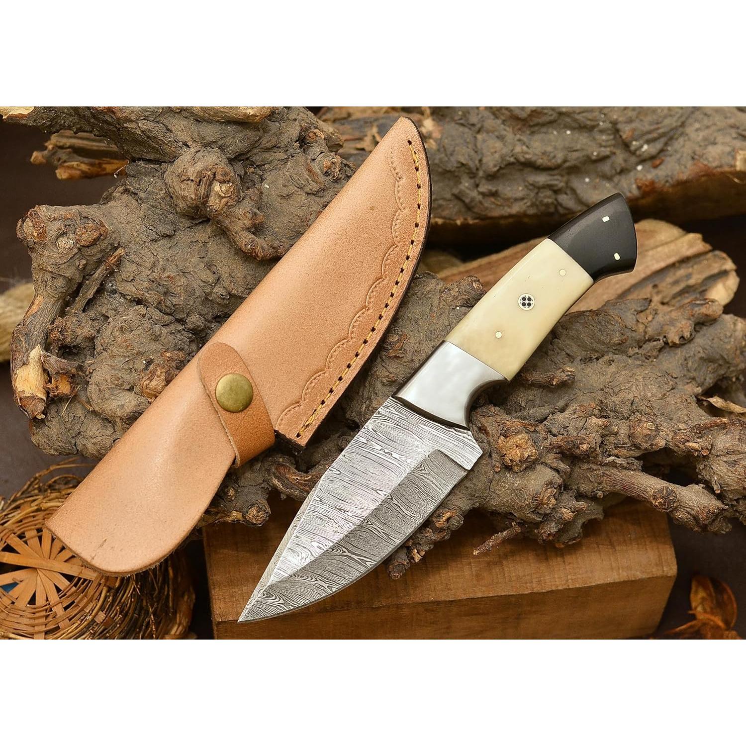Cuchillo de Caza POLO CRAFT Damasco Hoja Fija 23 cm con Funda