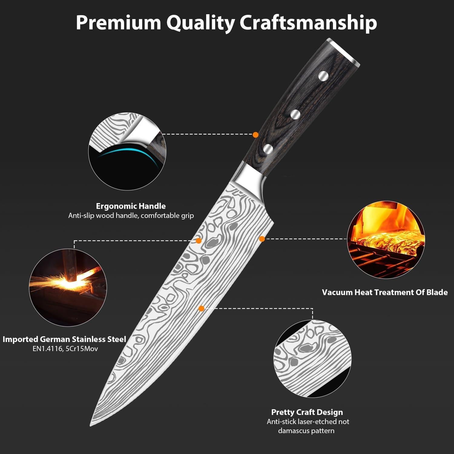 Juego de cuchillos de cocina Meleho 3 piezas acero inoxidable