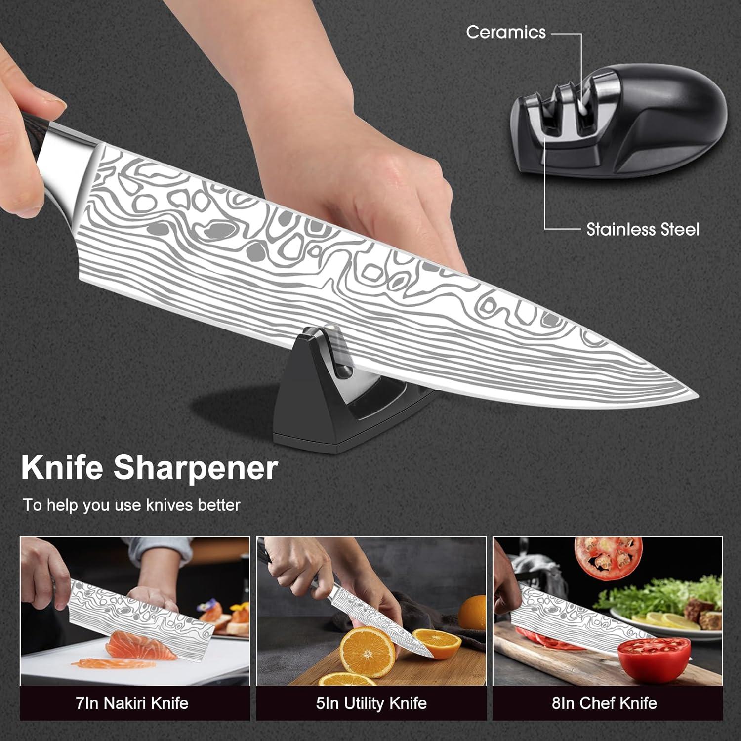 Juego de cuchillos de cocina Meleho 3 piezas acero inoxidable