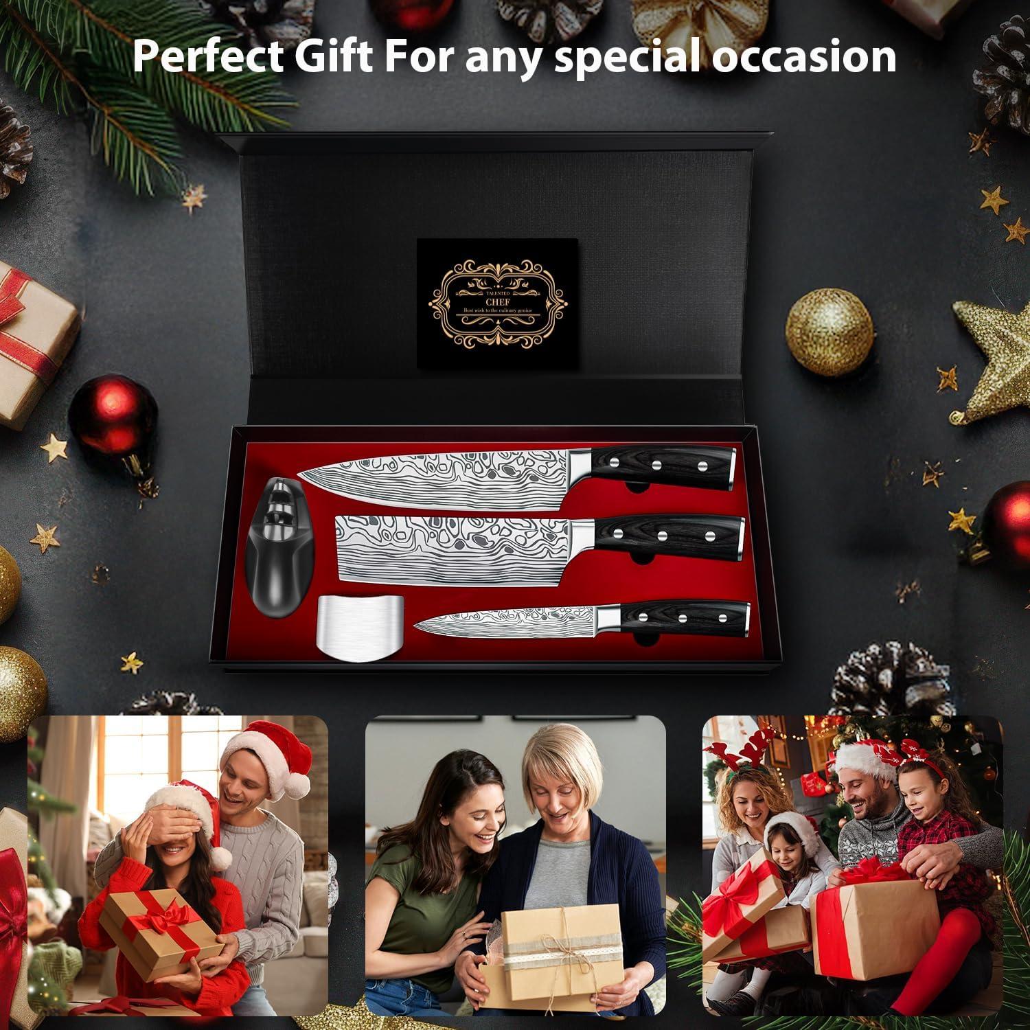 Juego de cuchillos de cocina Meleho 3 piezas acero inoxidable