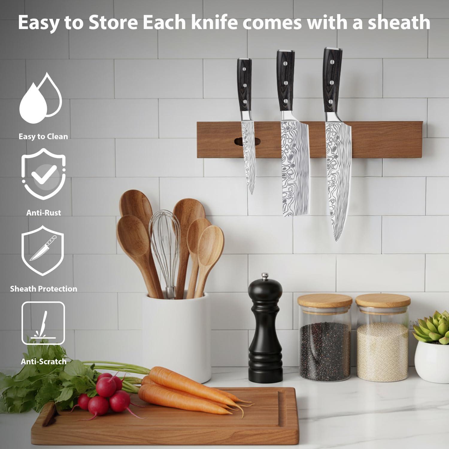 Juego de cuchillos de cocina Meleho 3 piezas acero inoxidable