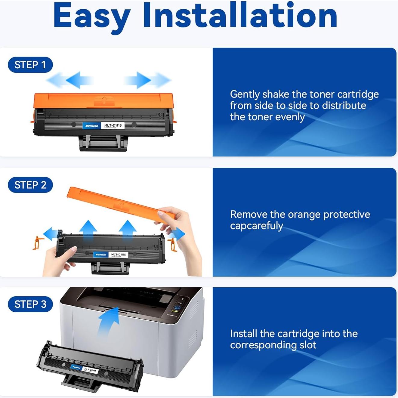 Cartucho de Tóner Negro MLT-D111S Belietop Compatible 2 Pzs