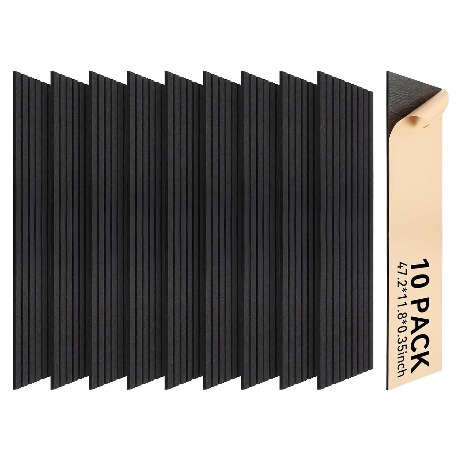 Paneles Acústicos Autoadhesivos 10 Unidades 120x30cm Negro