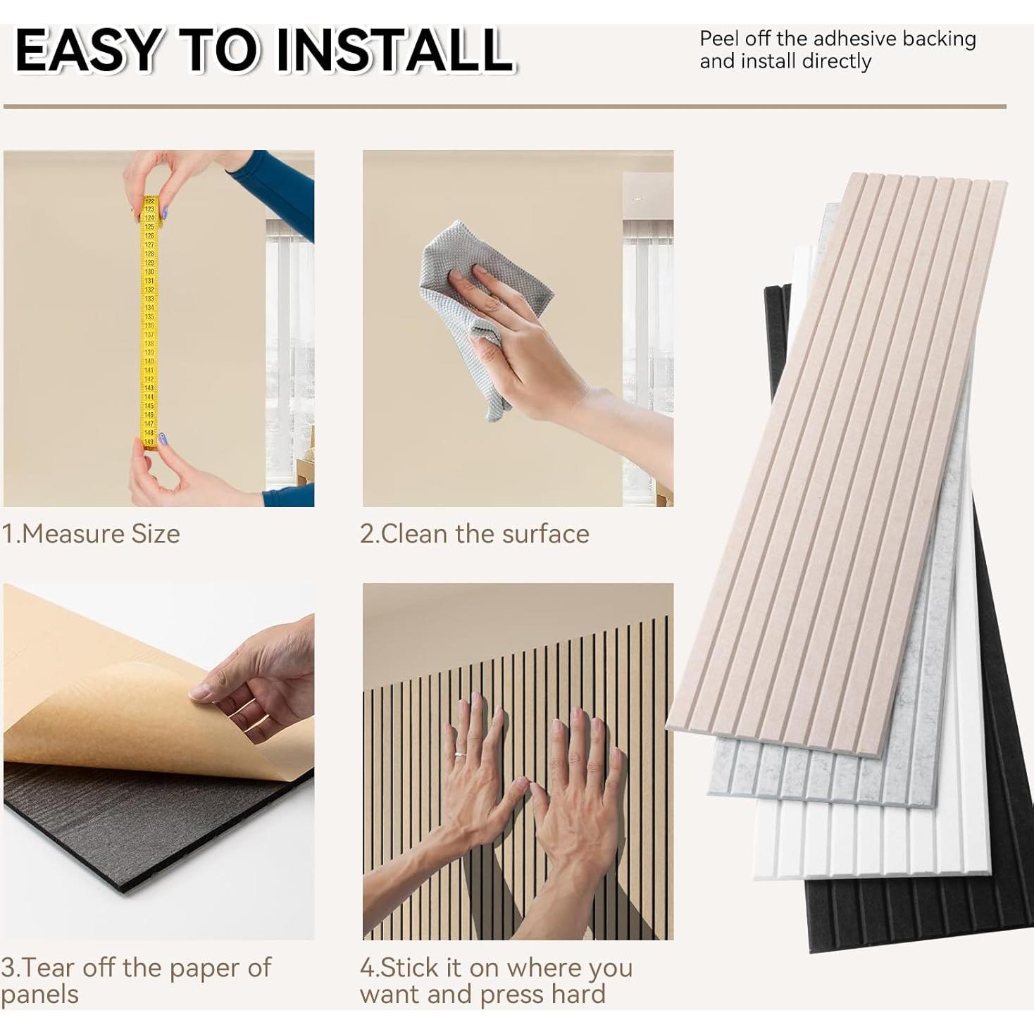 Paneles Acústicos Autoadhesivos 10 Unidades 120x30cm Negro