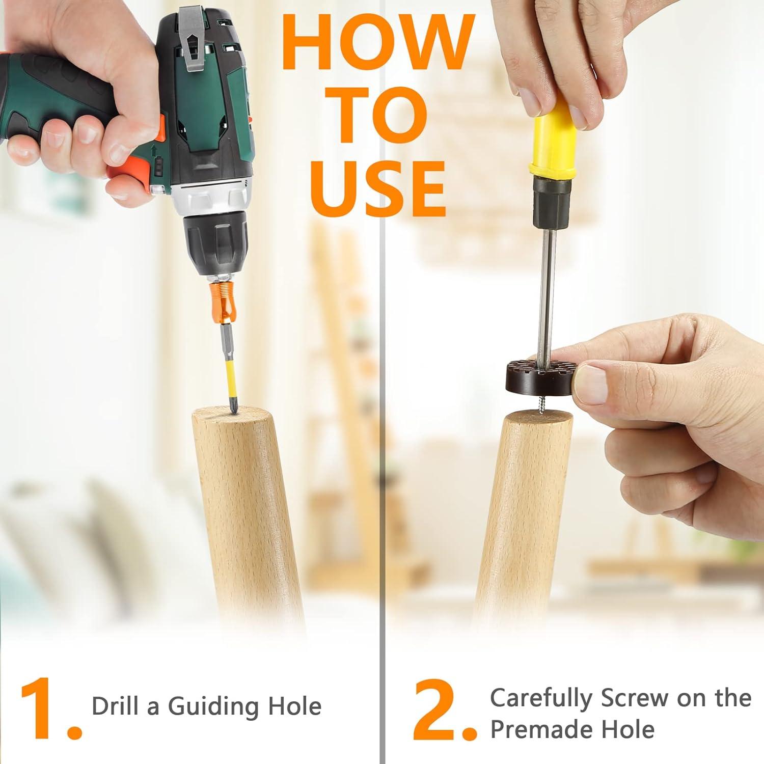 Screw-On Rubber Feet for Furniture - 32PCS Floor Protector for Chair Leg - Sturdy Feet for Cutting Board Non Slip - Brown Furniture Pad for Hardwood Floor - Durable Furniture Rubber Bumper(0.7"-Brown)