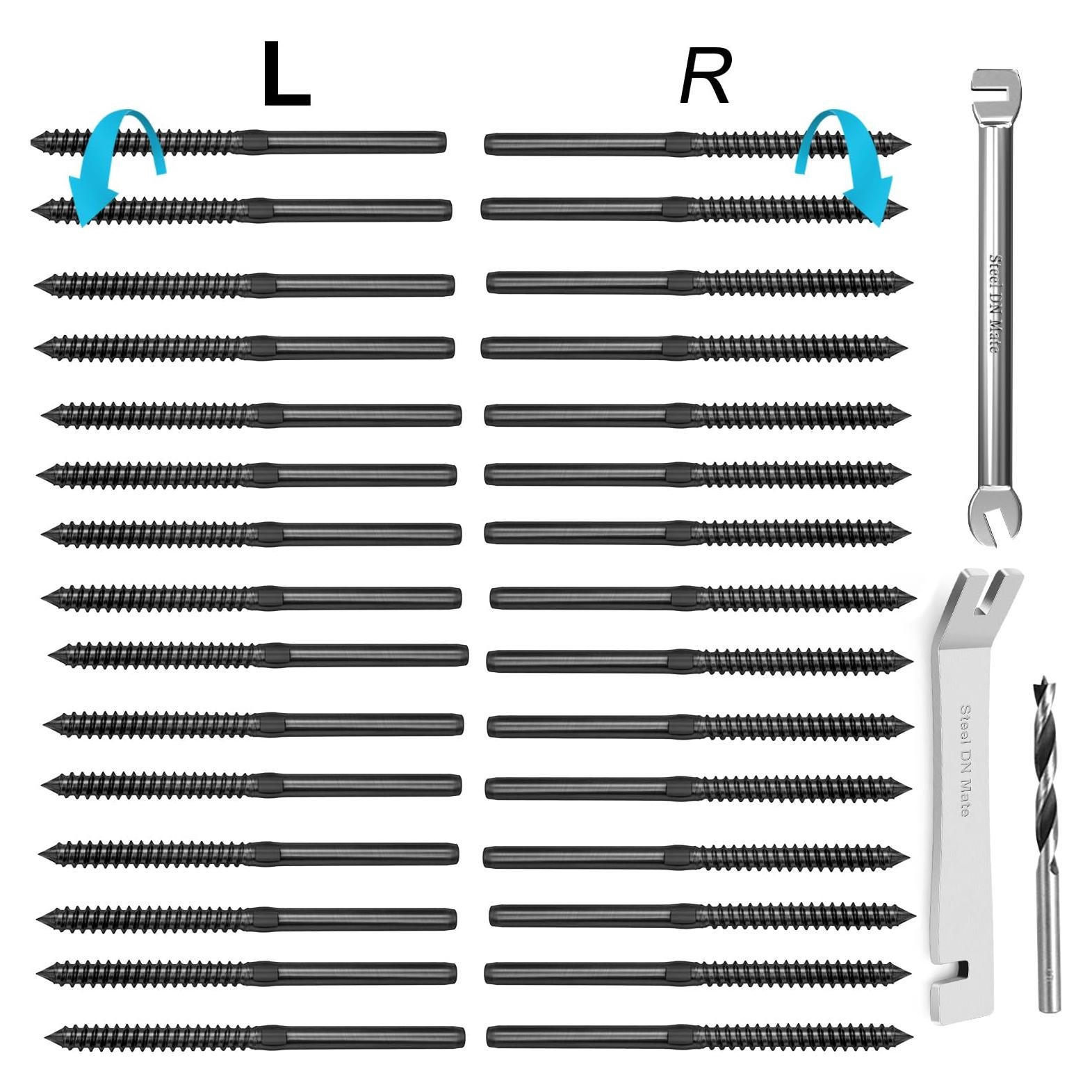 Tornillos de Anclaje de Acero Inoxidable T316 Negro 30 Pzas