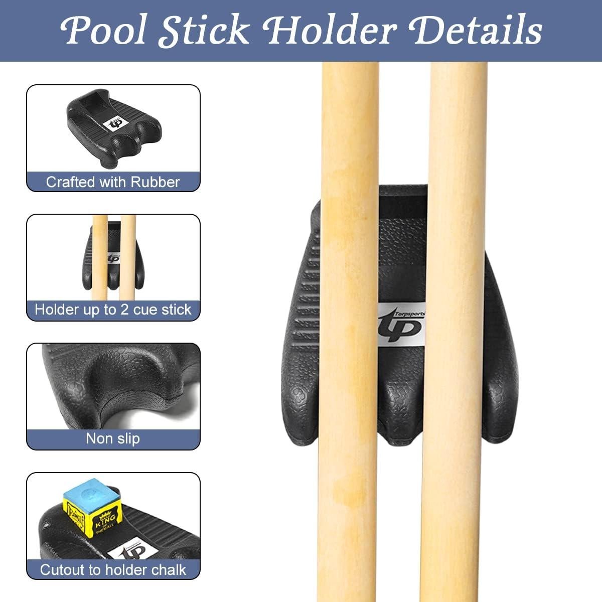 Soporte Portátil para 2 Tacos de Billar Torpsports - Goma Negra