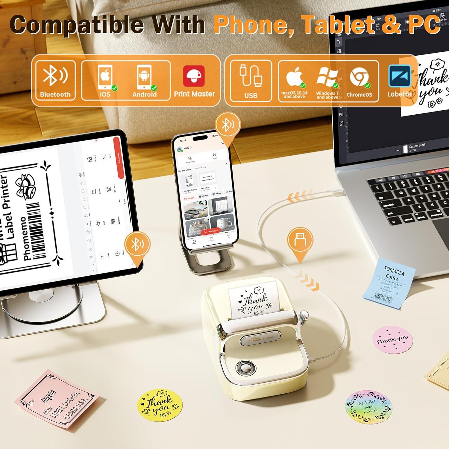 Impresora de Etiquetas Phomemo M150 Bluetooth Portátil 20-50mm