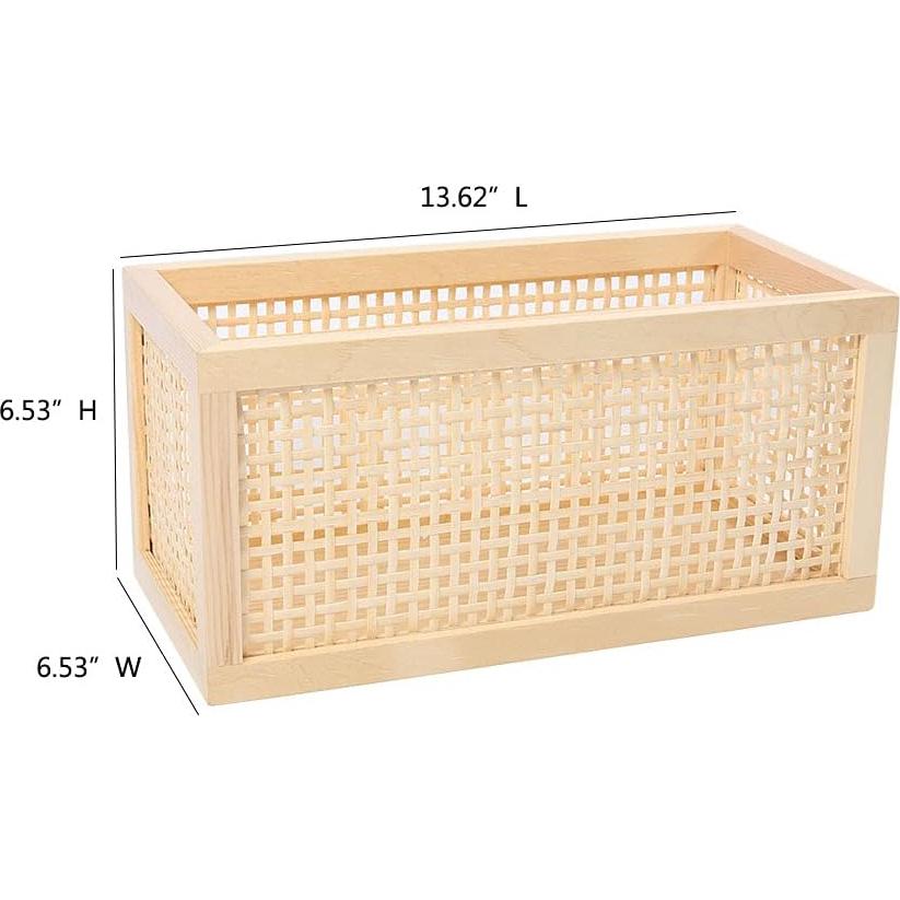 Cesta de Almacenamiento de Madera Pequeña 34.6x16.6 cm