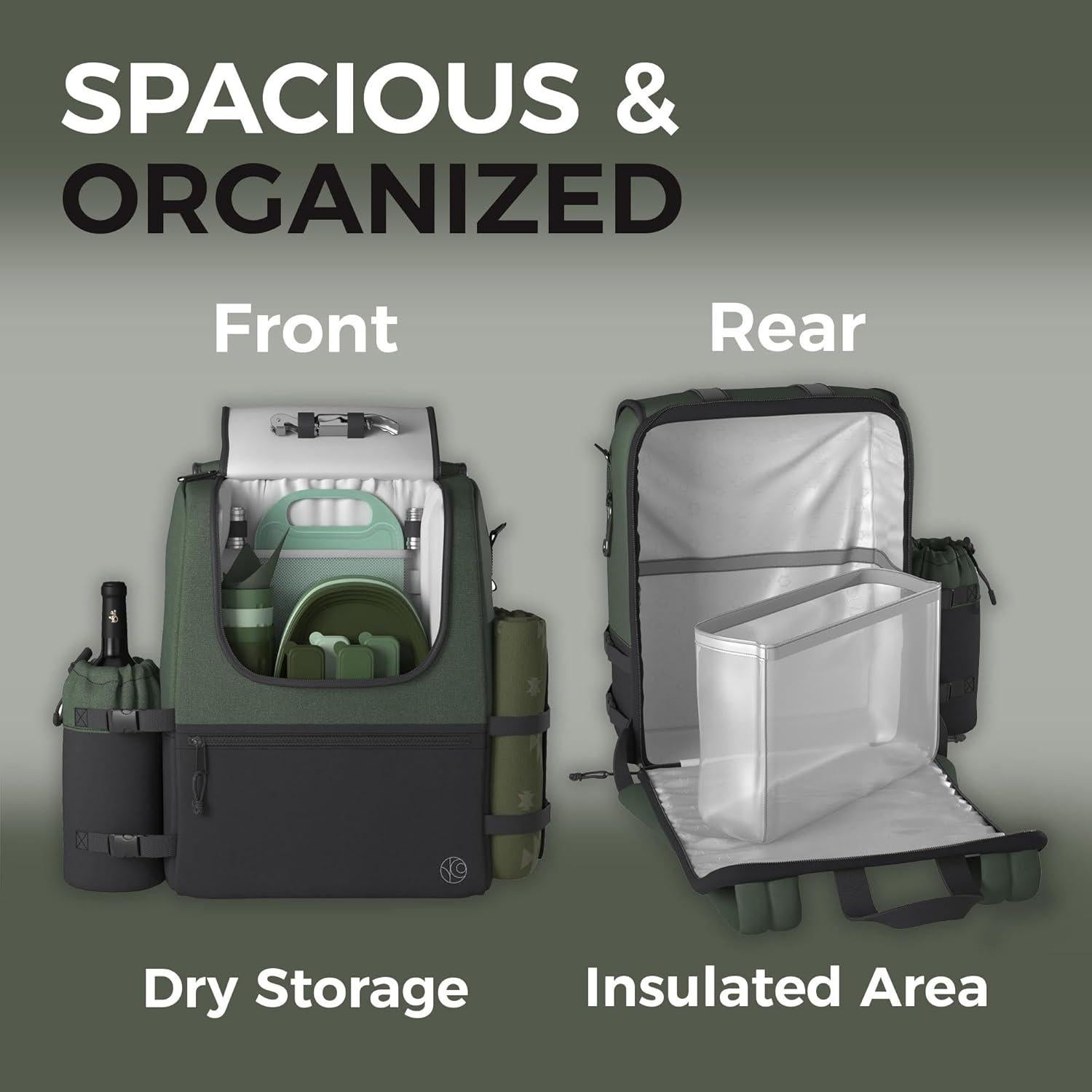 Mochila de Picnic Fern & Soul para 4 Personas con Manta y Enfriador