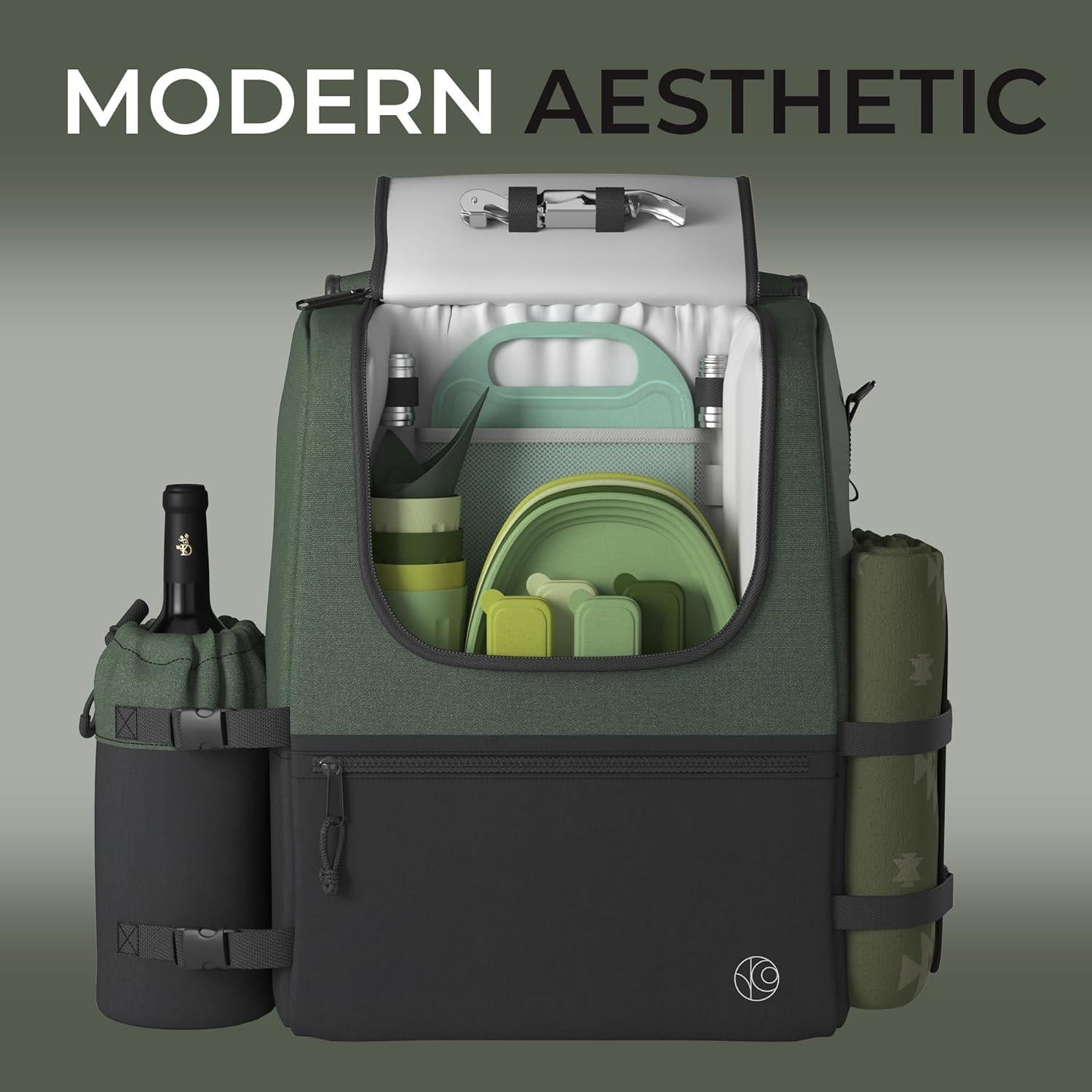 Mochila de Picnic Fern & Soul para 4 Personas con Manta y Enfriador