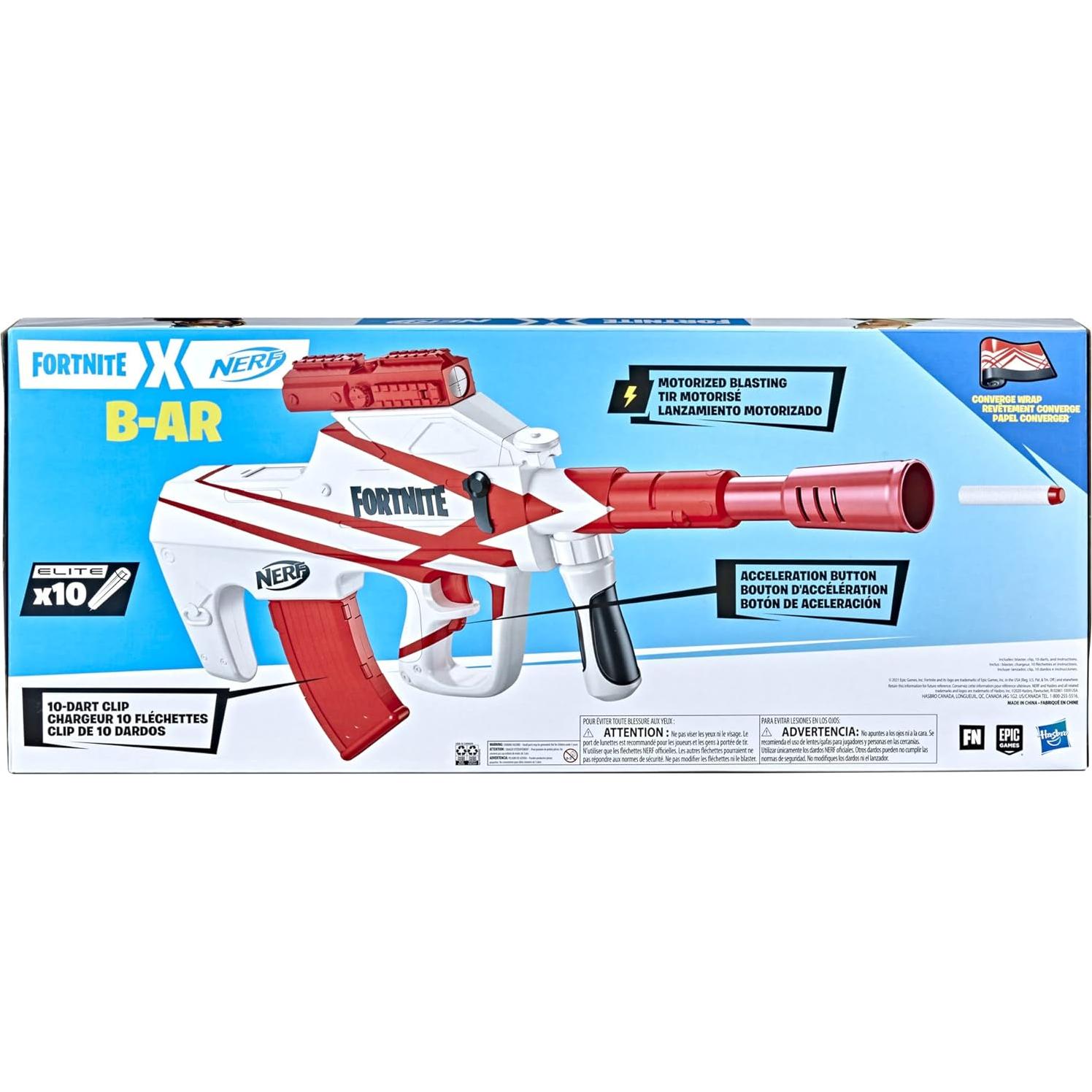 Lanzador Nerf Fortnite B-AR Motorizado 10 Dardos Hasbro