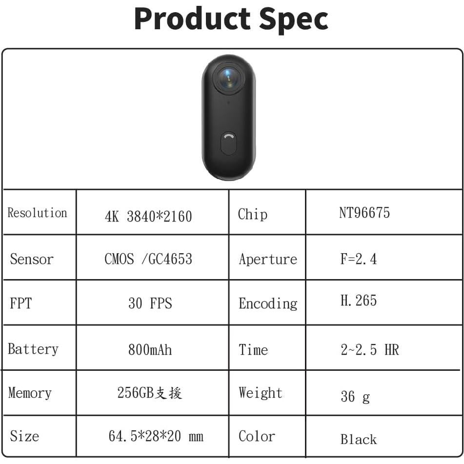 Cámara de Acción 4K Jinpei JS-10B con 64GB y Clips Magnéticos