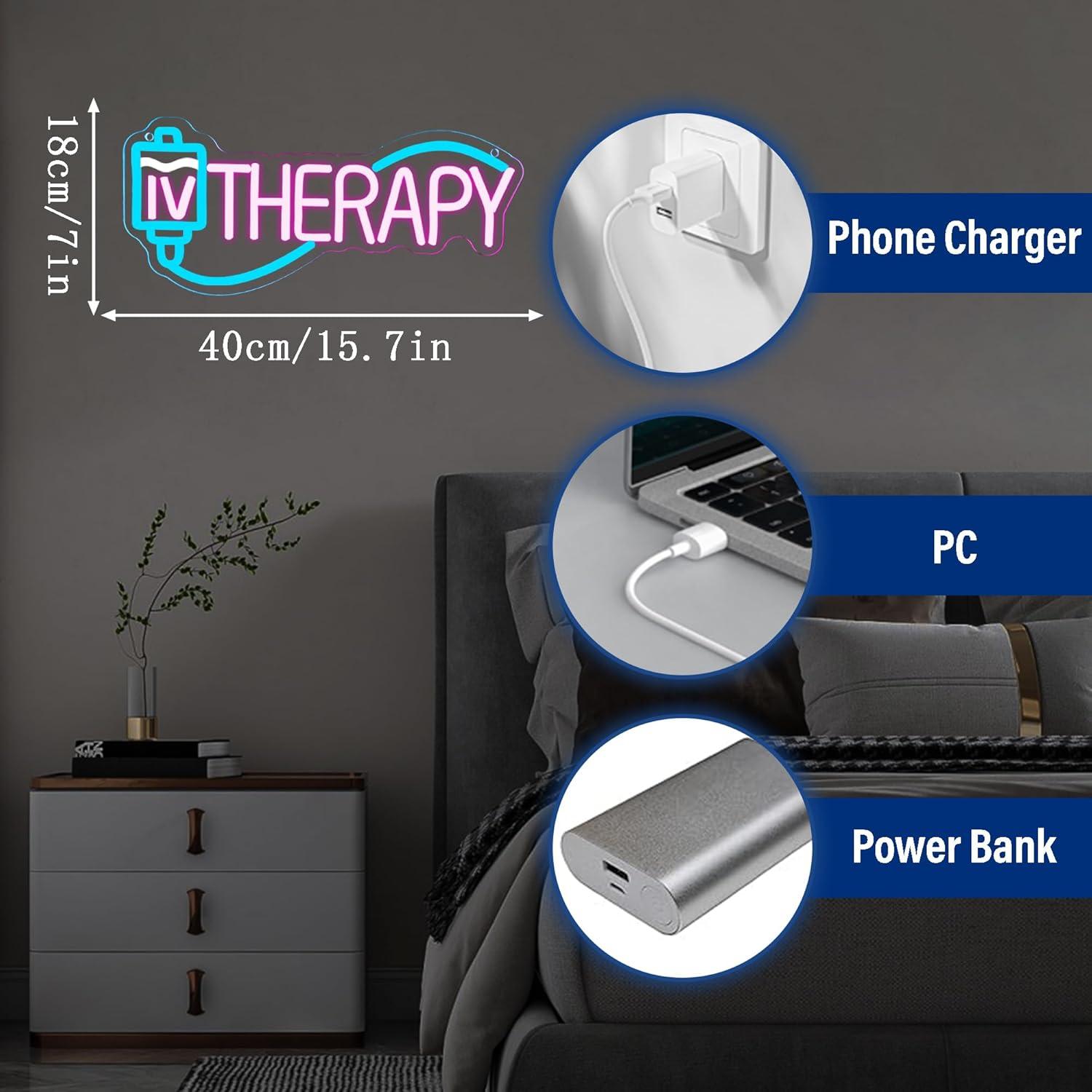 Cartel de Neón Terapia IV Gippro Azul Dimmable 39.9x17.8cm