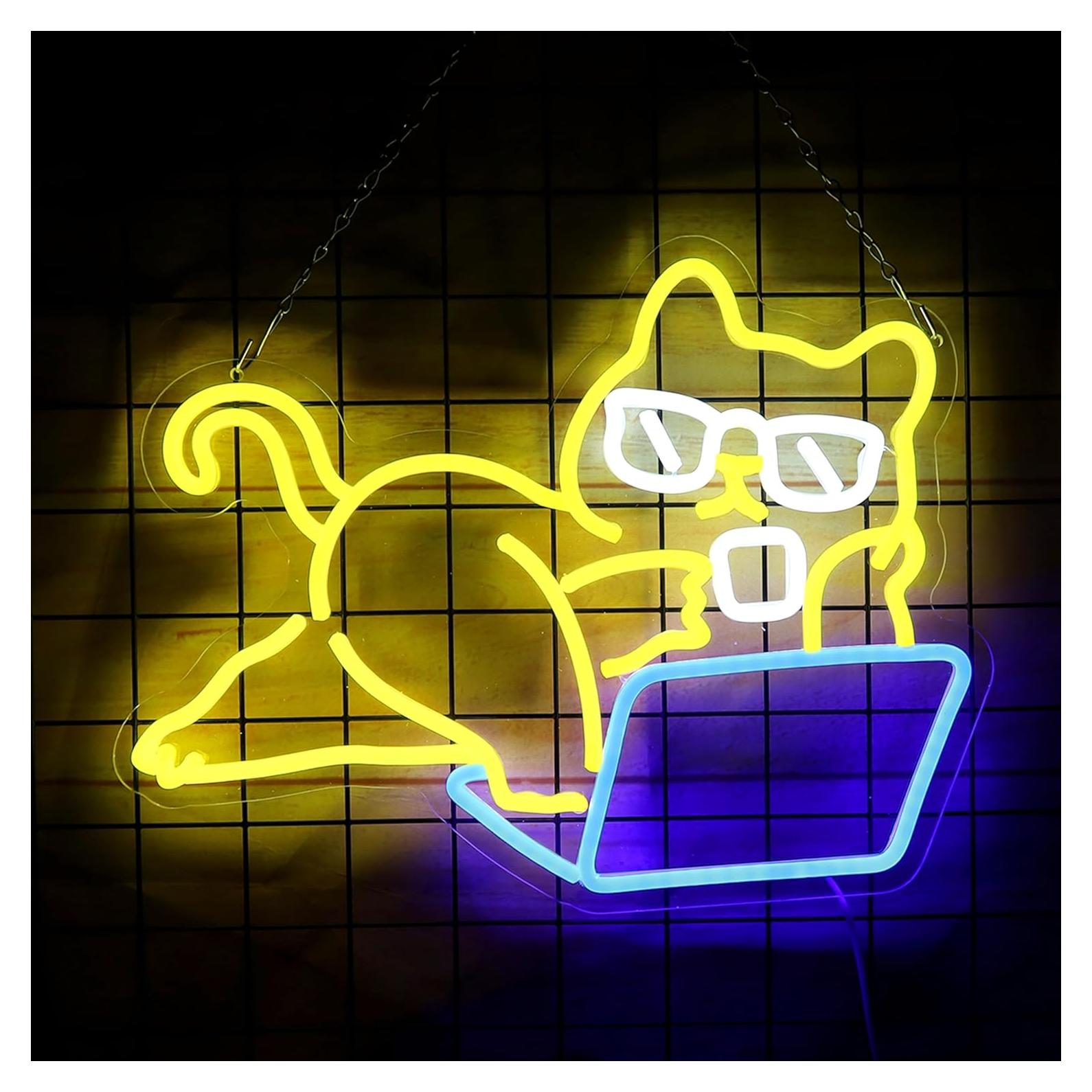 Letrero de Neón LED Gato Perezoso LeDigPig 41.91x32 cm