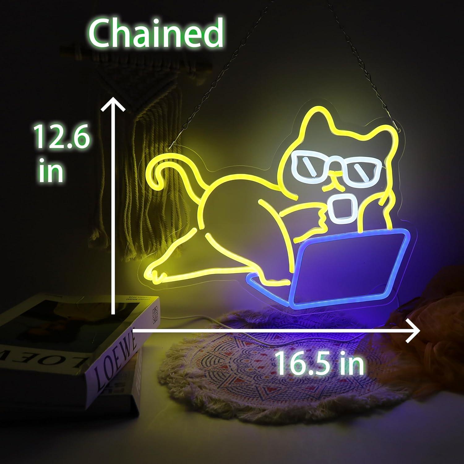 Letrero de Neón LED Gato Perezoso LeDigPig 41.91x32 cm