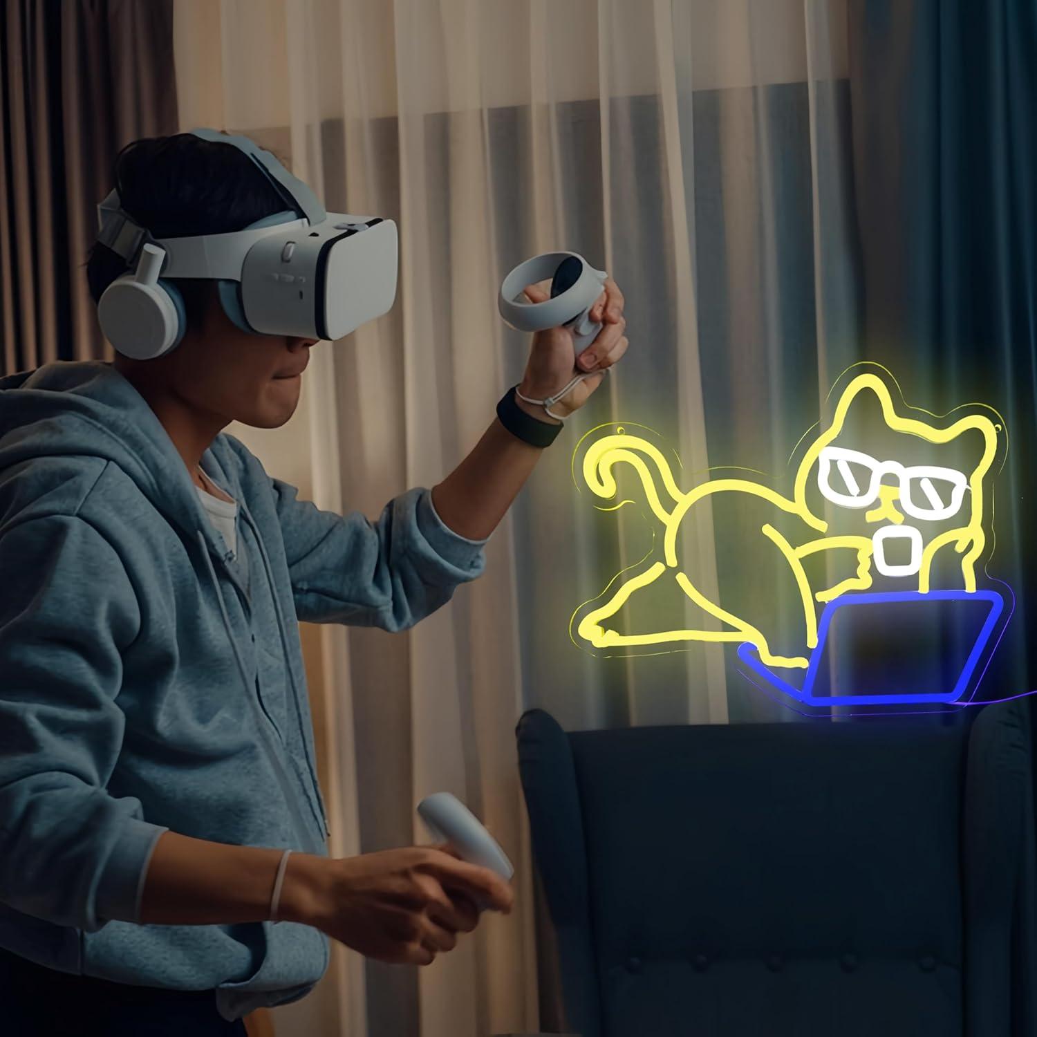 Letrero de Neón LED Gato Perezoso LeDigPig 41.91x32 cm