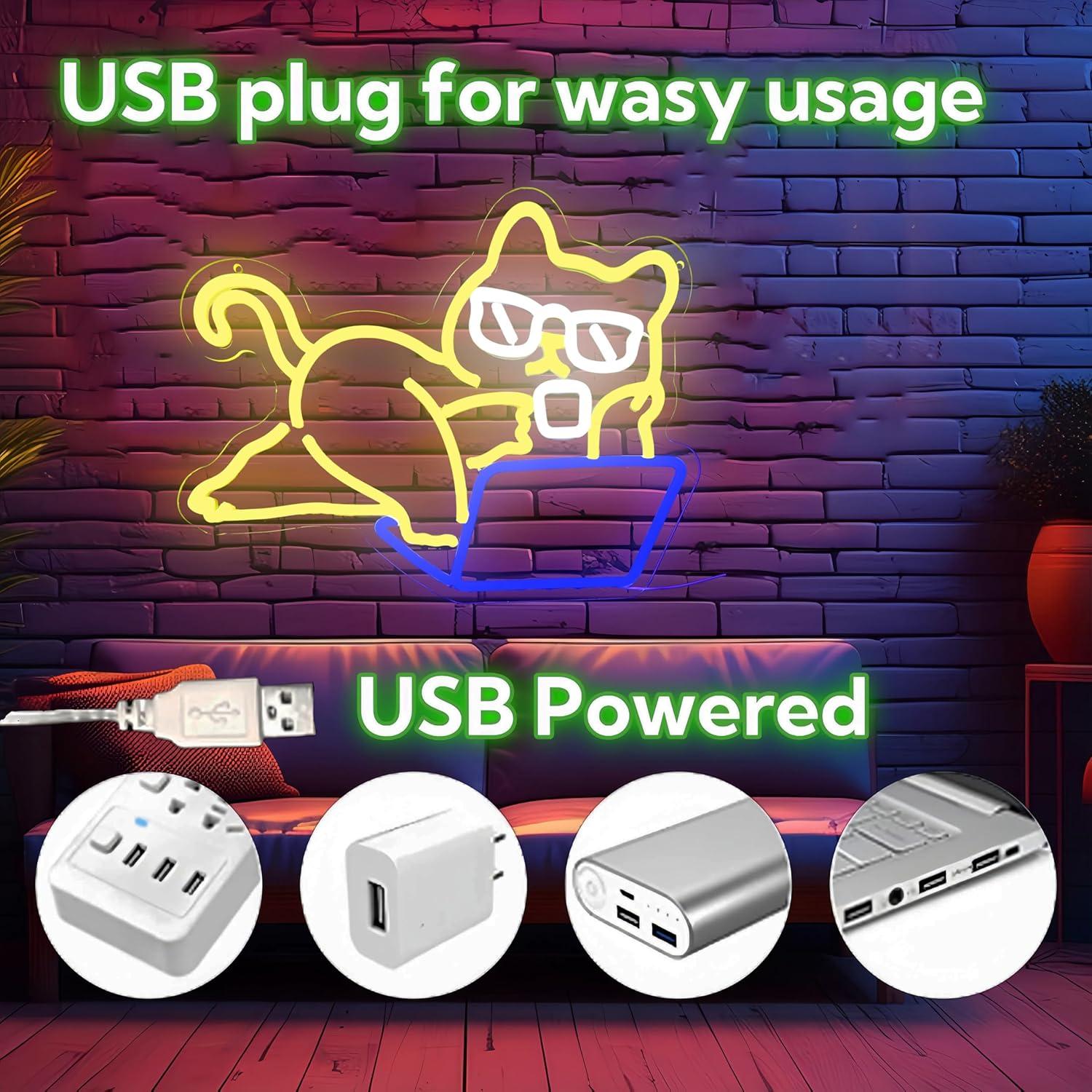 Letrero de Neón LED Gato Perezoso LeDigPig 41.91x32 cm