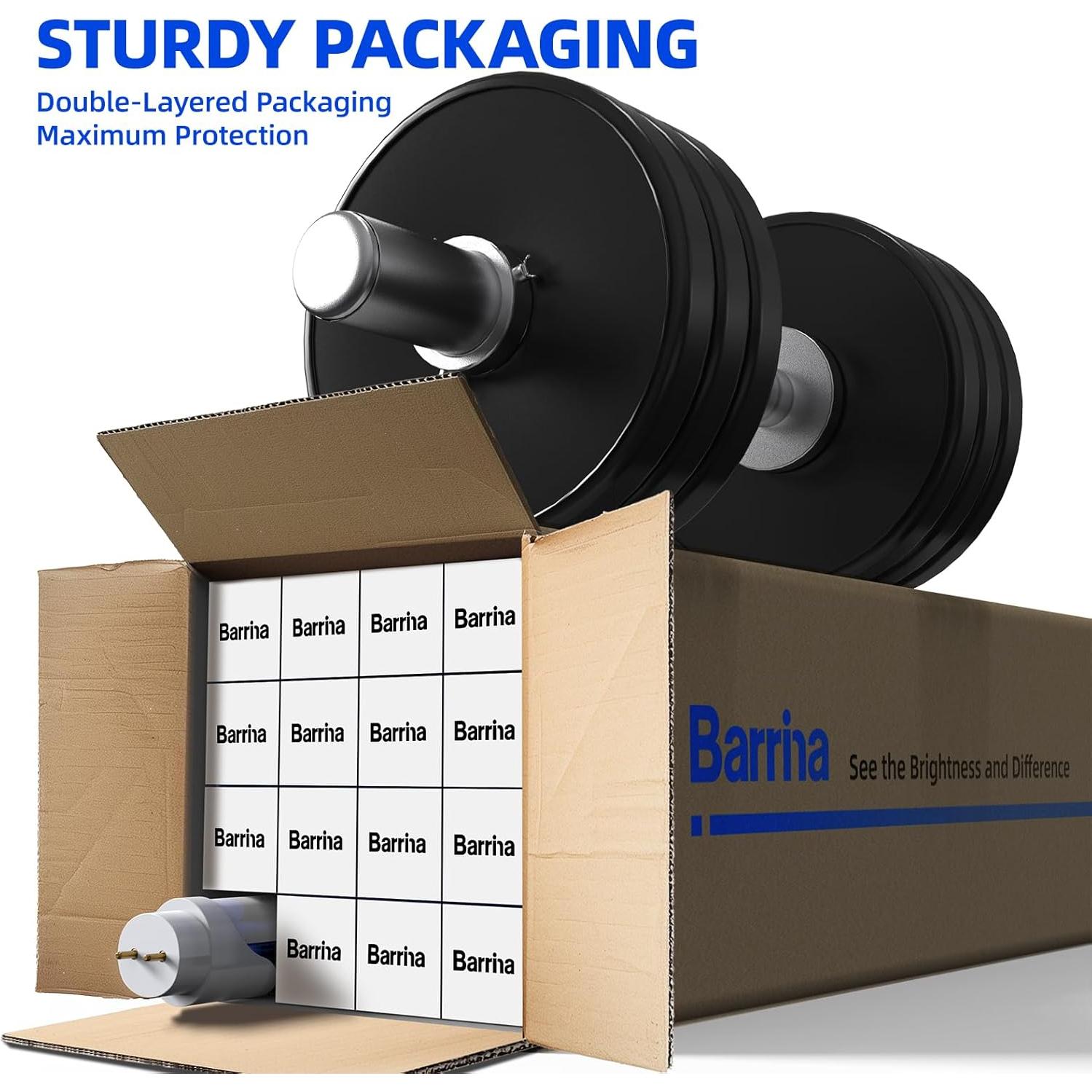 Barrina Tubos LED T8 4FT 24W 3200LM Luz 6000K 8 Paquetes