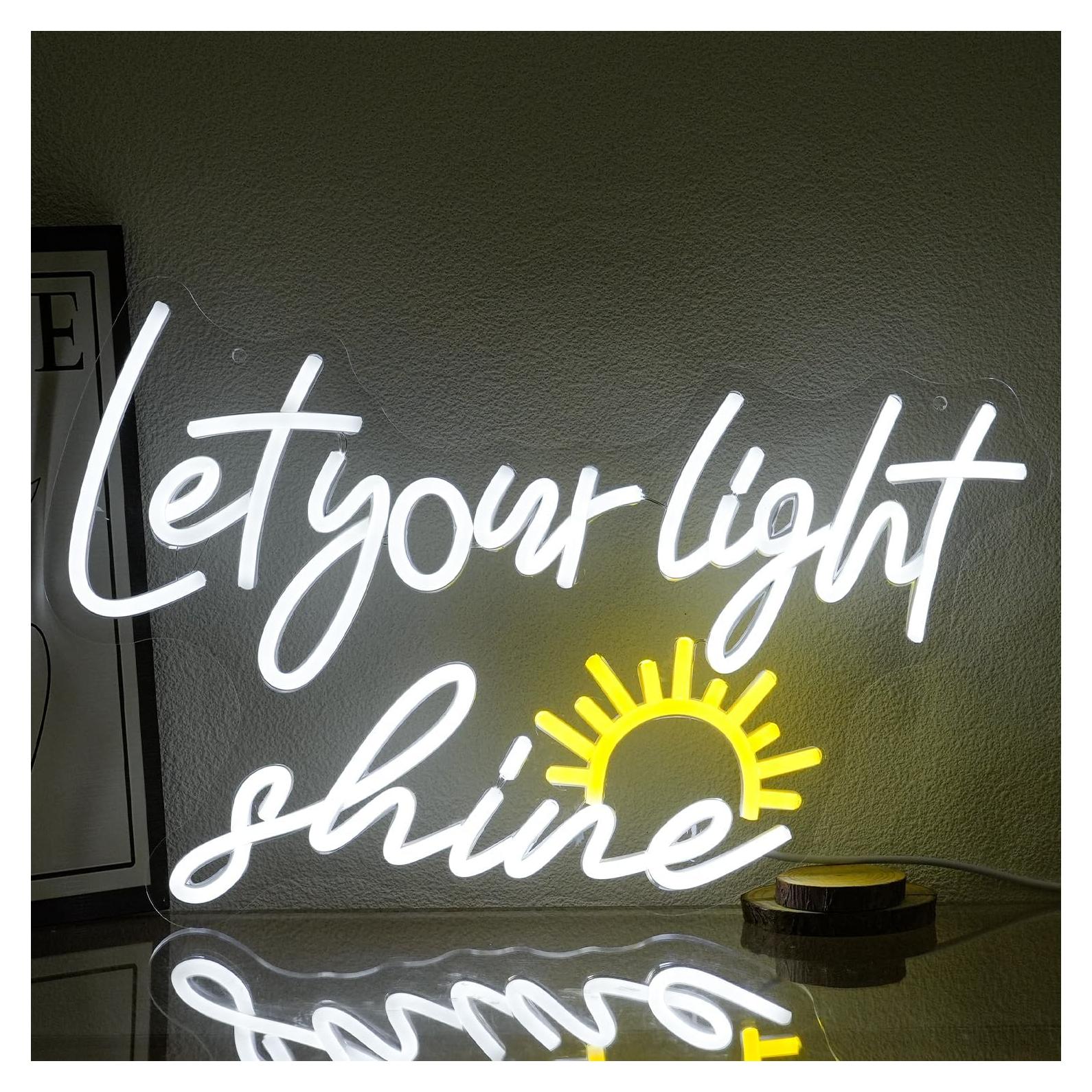 Letrero de Neón LED Deja que tu Luz Brille 42.9x27.9 cm